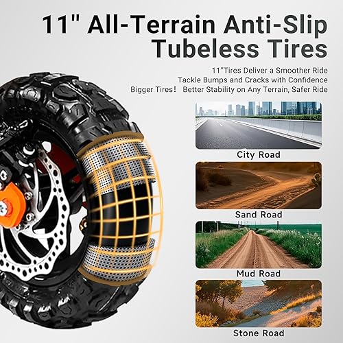 Miniatura 5 de ZSNAKE Patinete eléctrico para adultos 5600 W de potencia de doble motor velocidad máxima 52 MPH 60 V 28 Ah batería de 60 millas de alcance de 11