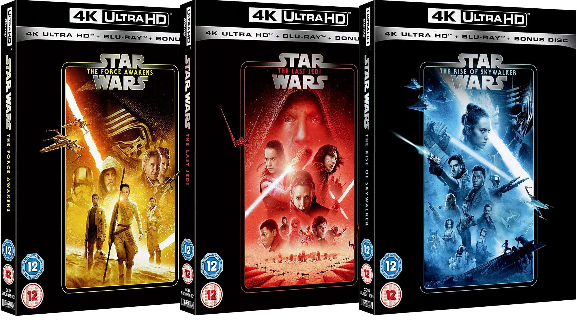 Star Wars Sequel Trilogy: The Force Awakens / The Last Jedi / The Rise of Skywalker [9-Disc Set] [4K UHD + Blu-ray] [Region Free]