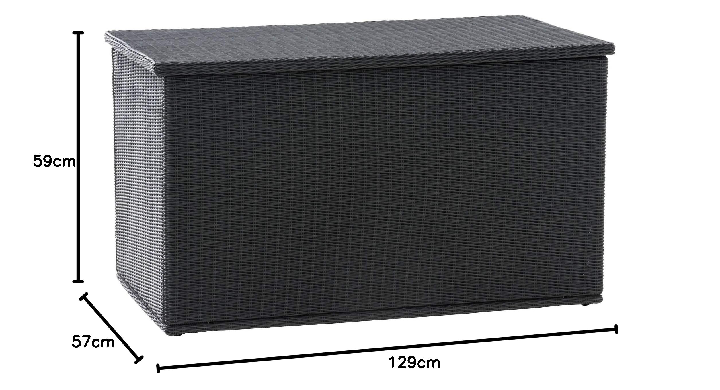 CLP Caja de Almacenamiento Comfy 5mm I Arcón de Almacenamiento en Poliratán I Baúl de Jardín Moderno I Arcón de Exterior, Color:Negro, Tamaño:125 litros