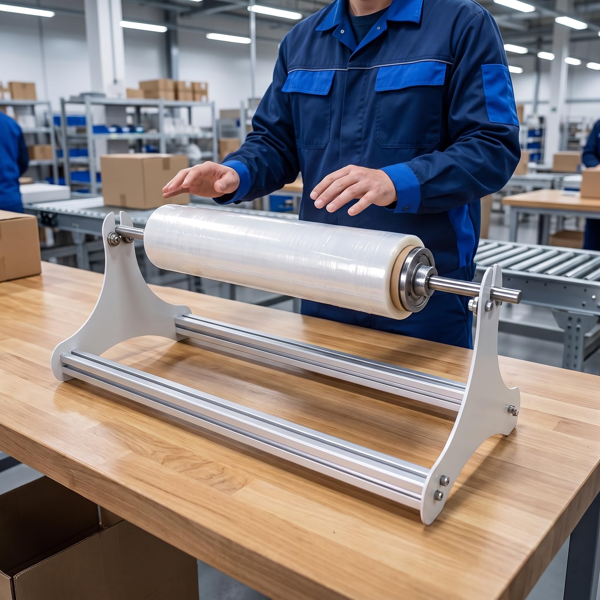 Dévidoir De Film Étirable De 40 Cm (15,75 Po), Outil Demballage Manuel Pour Palettes, Pour Mandrin En Papier De 75 Mm, Support En Alliage Daluminium, Pour Lemballage De Produits Alimentaires