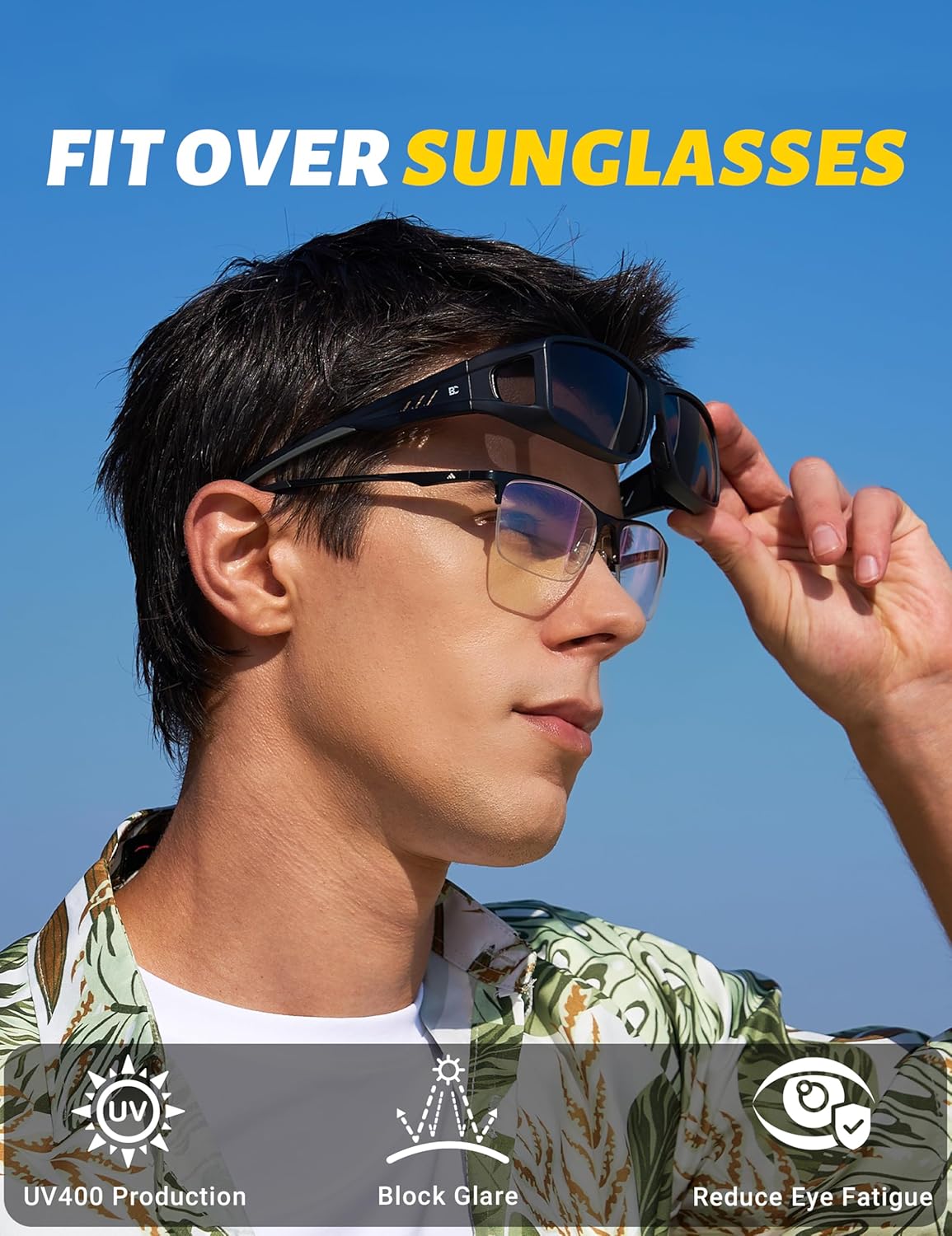 BIRCEN Polarized Fit Over Sunglasses: UV Protection Wrap Around TR90 Sunglasses Over Glasses for Men Women Driving Fishing - Image 2