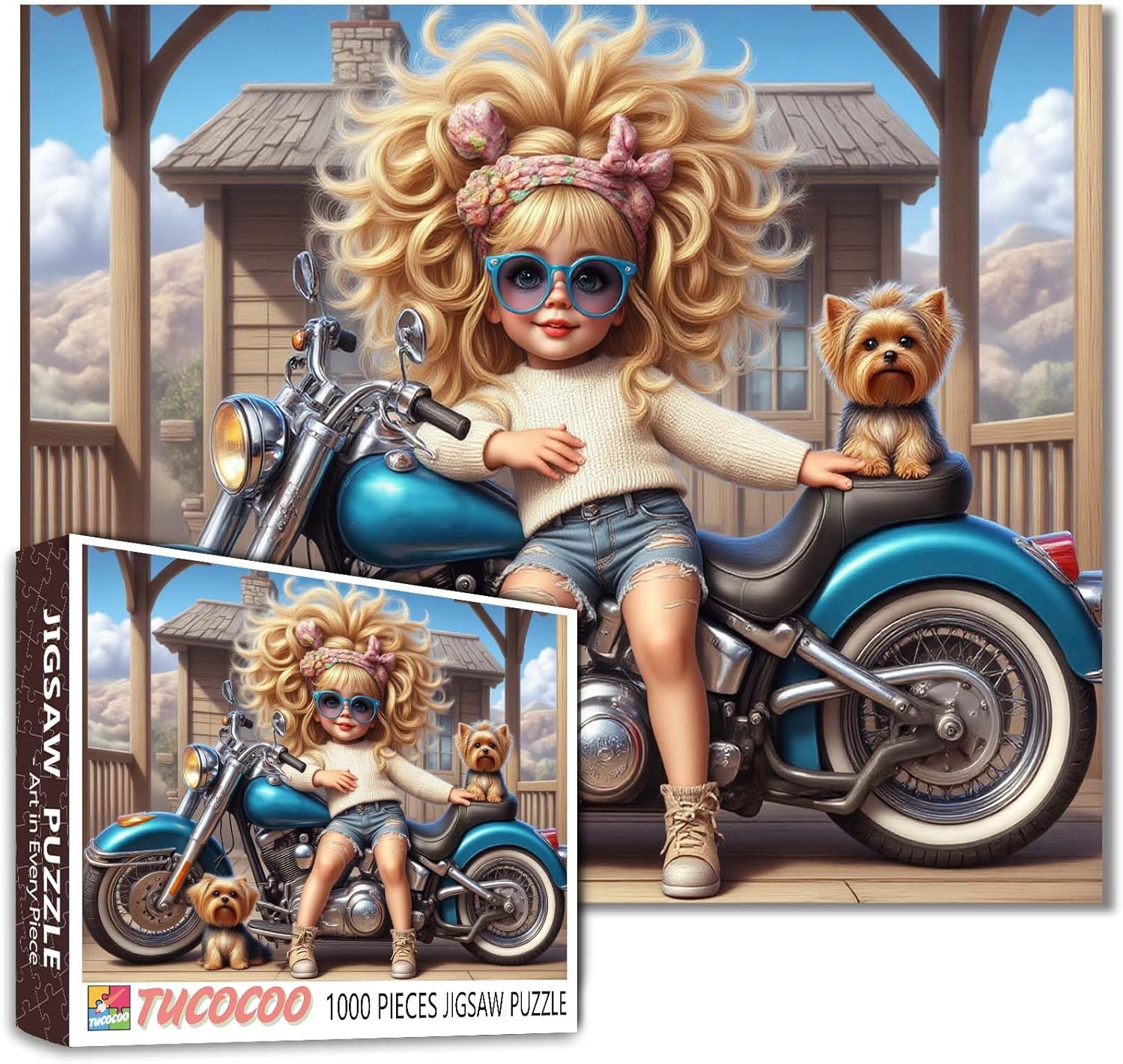 Tucocoo Adorable Cartoon Girl Puzzles for Adults 1000 Piece, Umbrella Little Girl Art Jigsaw, Rainy Day Scene Puzzle, Fun and Challenging Puzzle Gift for Adults and Teens, Family Games Home Decor