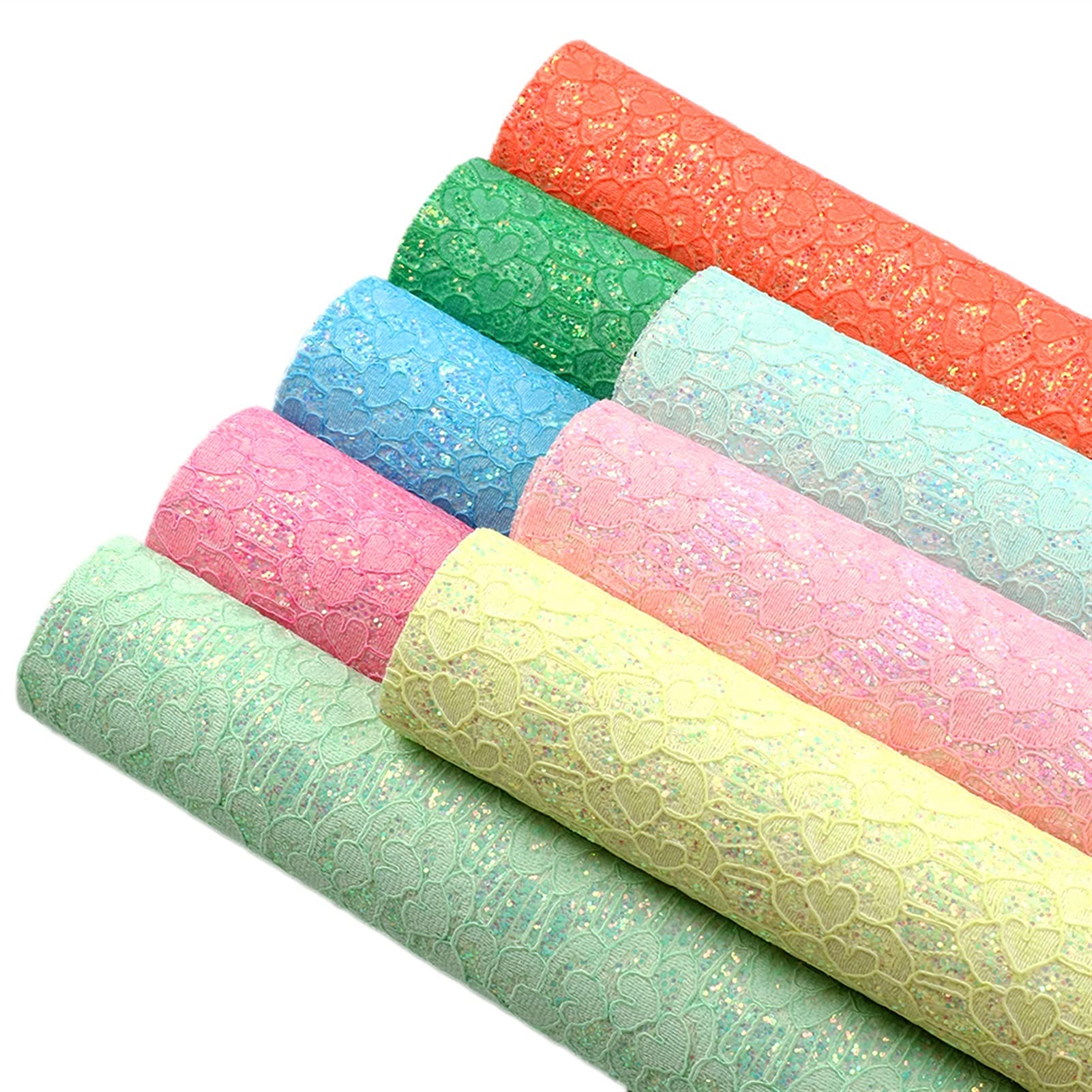 Rotolo Pelle Sintetica Glitterata Arcobaleno Pastello – 30x132cm, Spessore 1mm, Per Fai Da Te E Cricut
