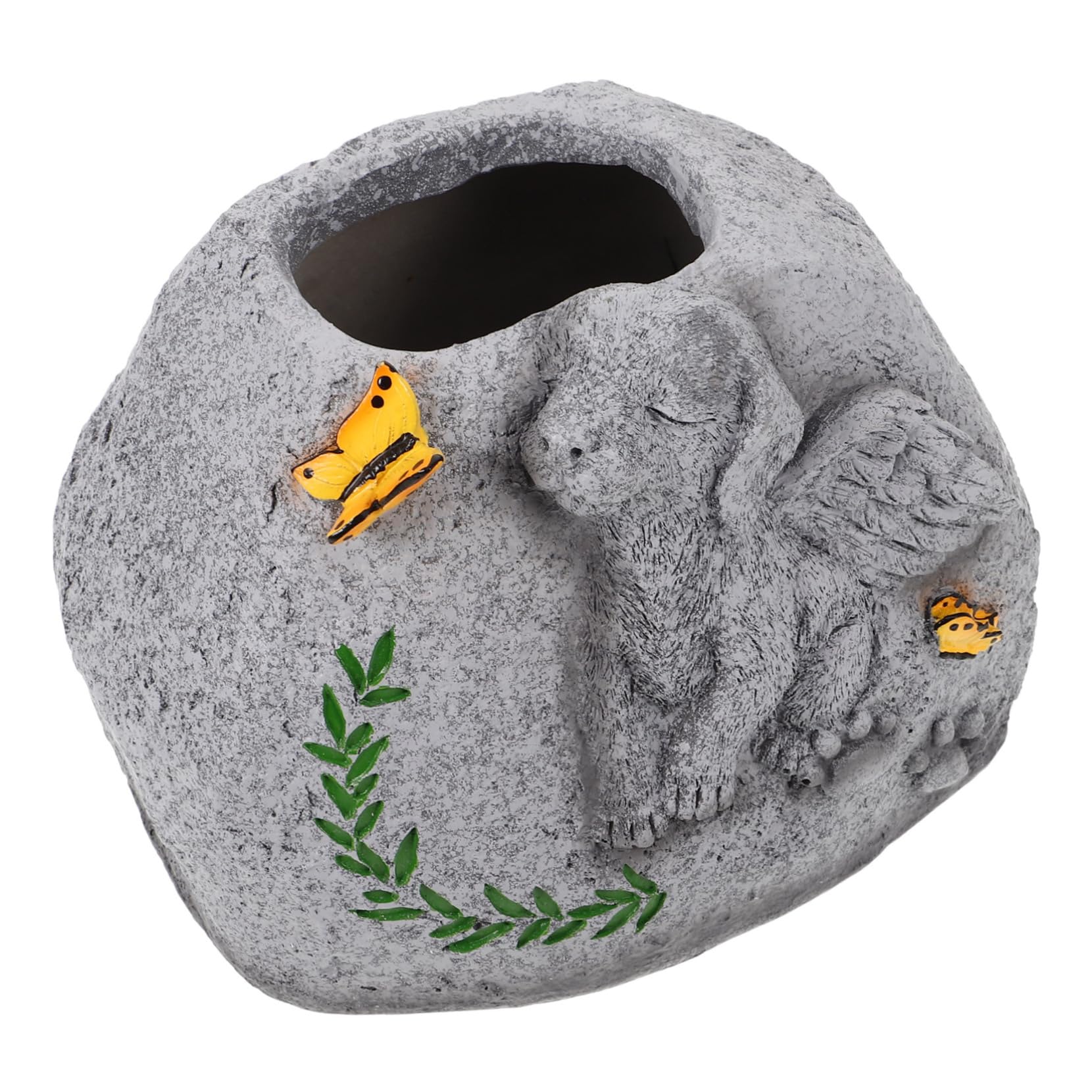 Chien mémorial présent Mipcase et pierre tombale avec vase pour deuil animalier