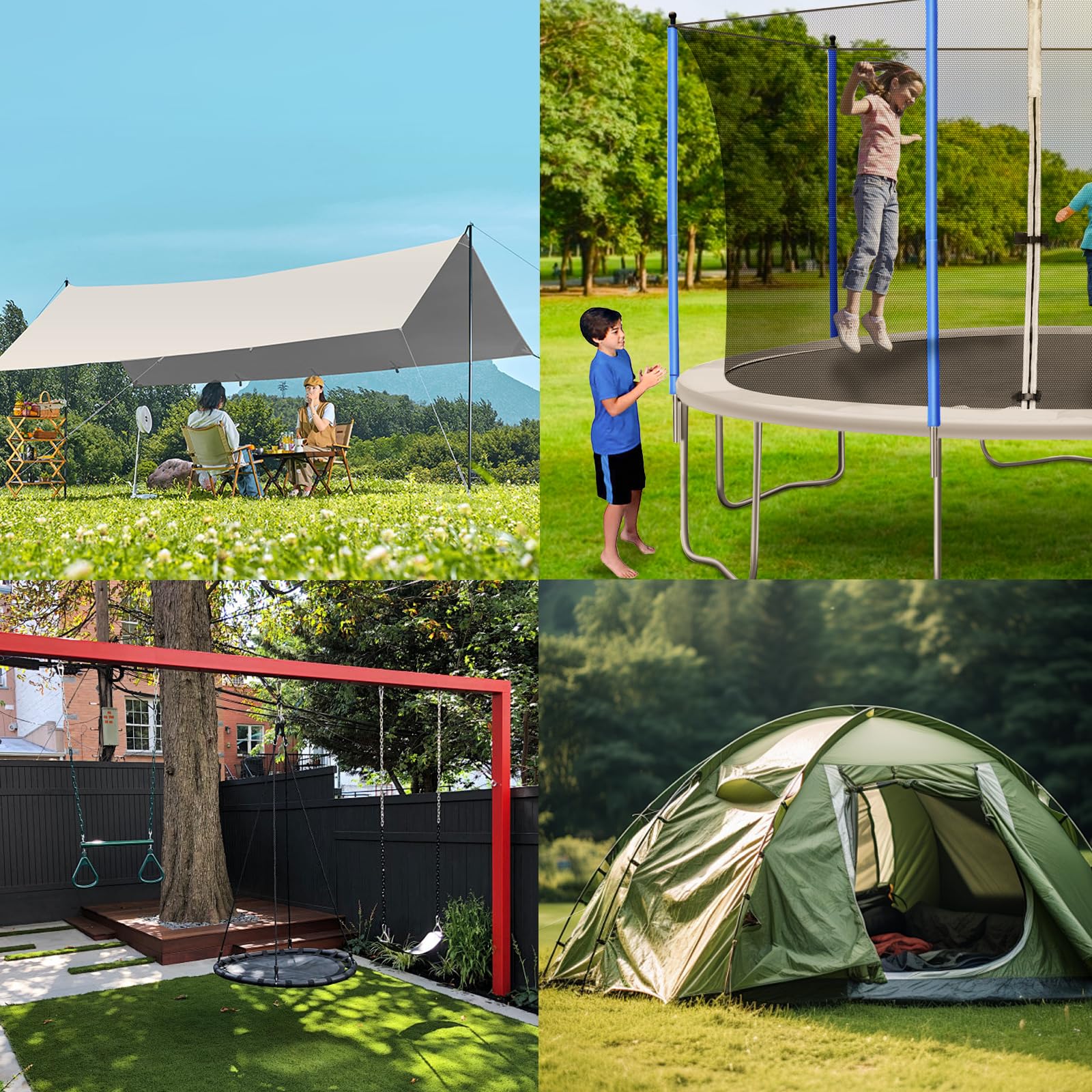 Lot de 4 Ancrage au Sol, 38,5 cm Ancrage Balancoire, Piquets d'ancrage, Fixation Trampoline Sol, Piquet Ancrage Trampoline pour Tentes, Balançoires, Auvents, Abris, Abri de Jardin