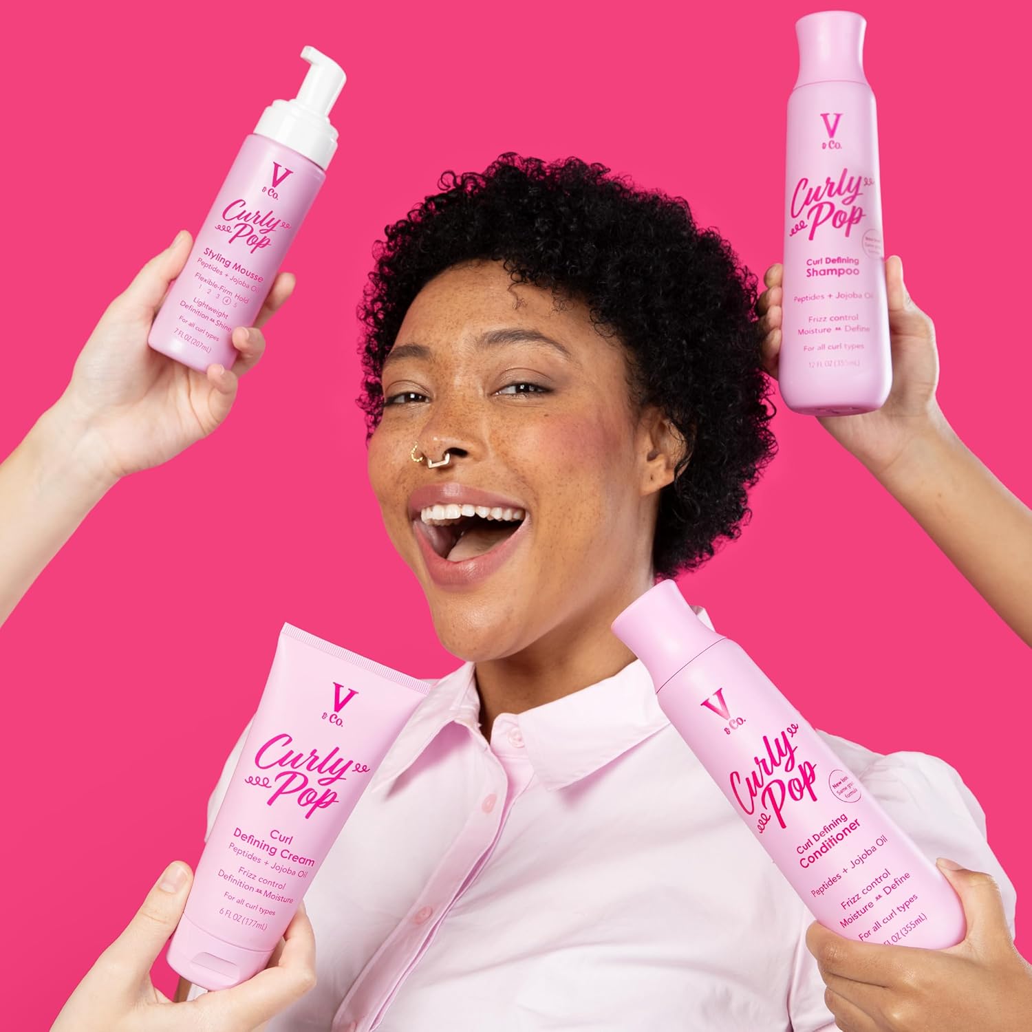 V&Co. Beauty Curly Pop Curl Defining Mousse – Curl Mousse for Curly Hair, Anti Frizz & Moisturizing Hair Care with Peptides & Jojoba Oil, 6 oz - Image 9