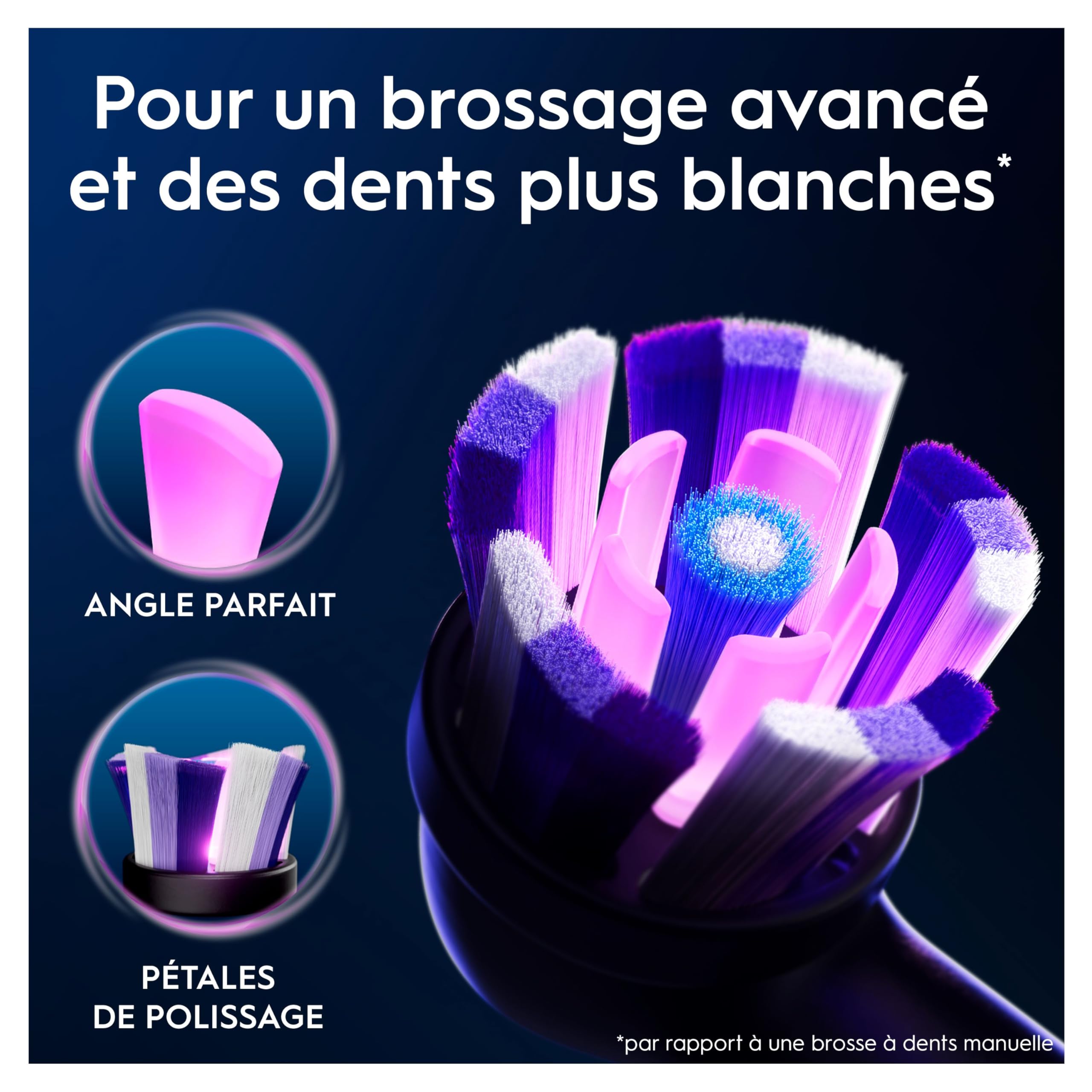 Oral-B Brossettes de Rechange Radiant White, lot de 4, Noires – Recharges Brosse à Dents Électrique iO, pour Adultes, Tête Ronde de Polissage Blanchissant