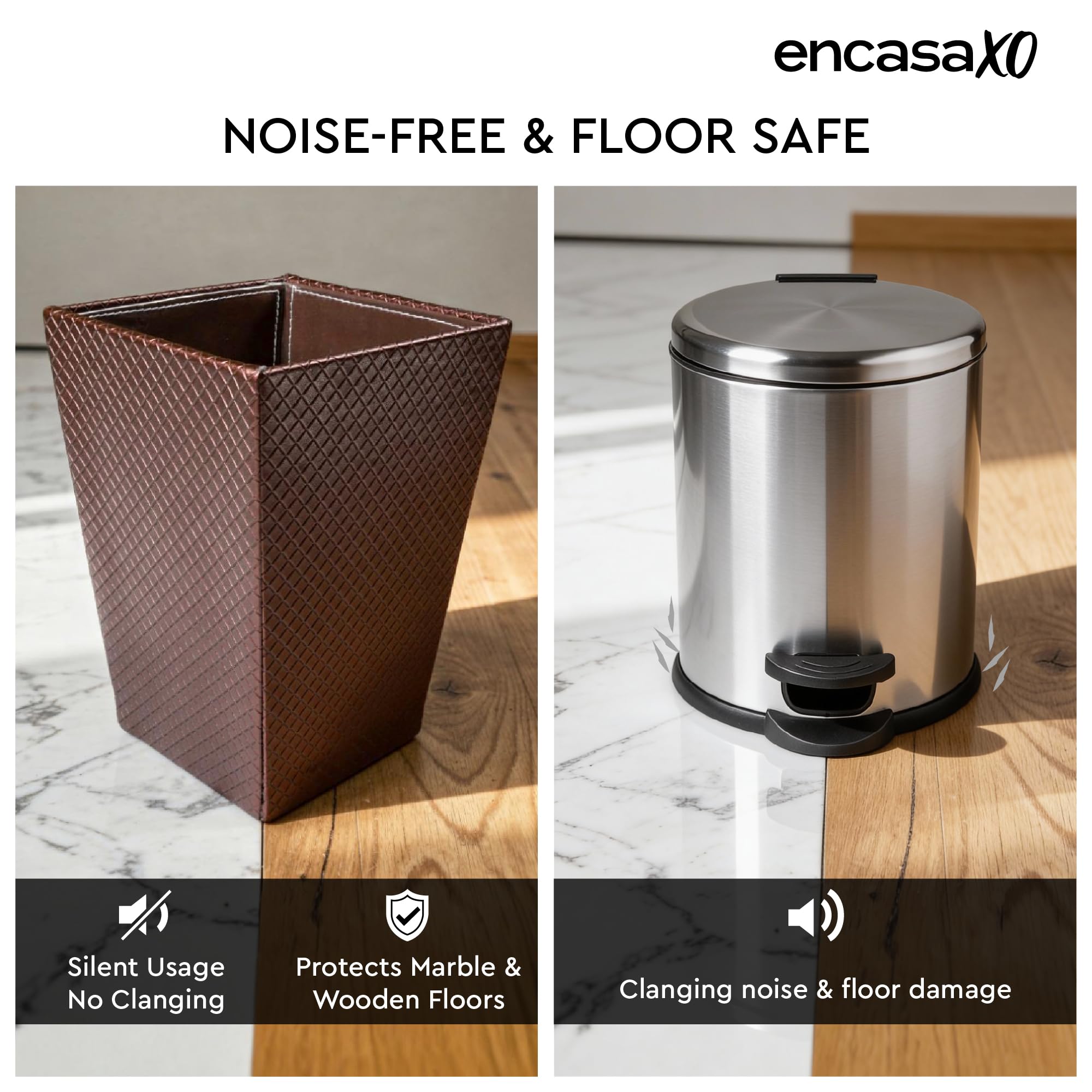 Encasa XO Leather Dustbin - Stylish & Quiet -7