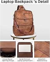 Vista 6 de FADEON Laptop Backpack for Women Leather Travel Backpack with Laptop Compartment, Designer Ladies Computer Backpacks Brown