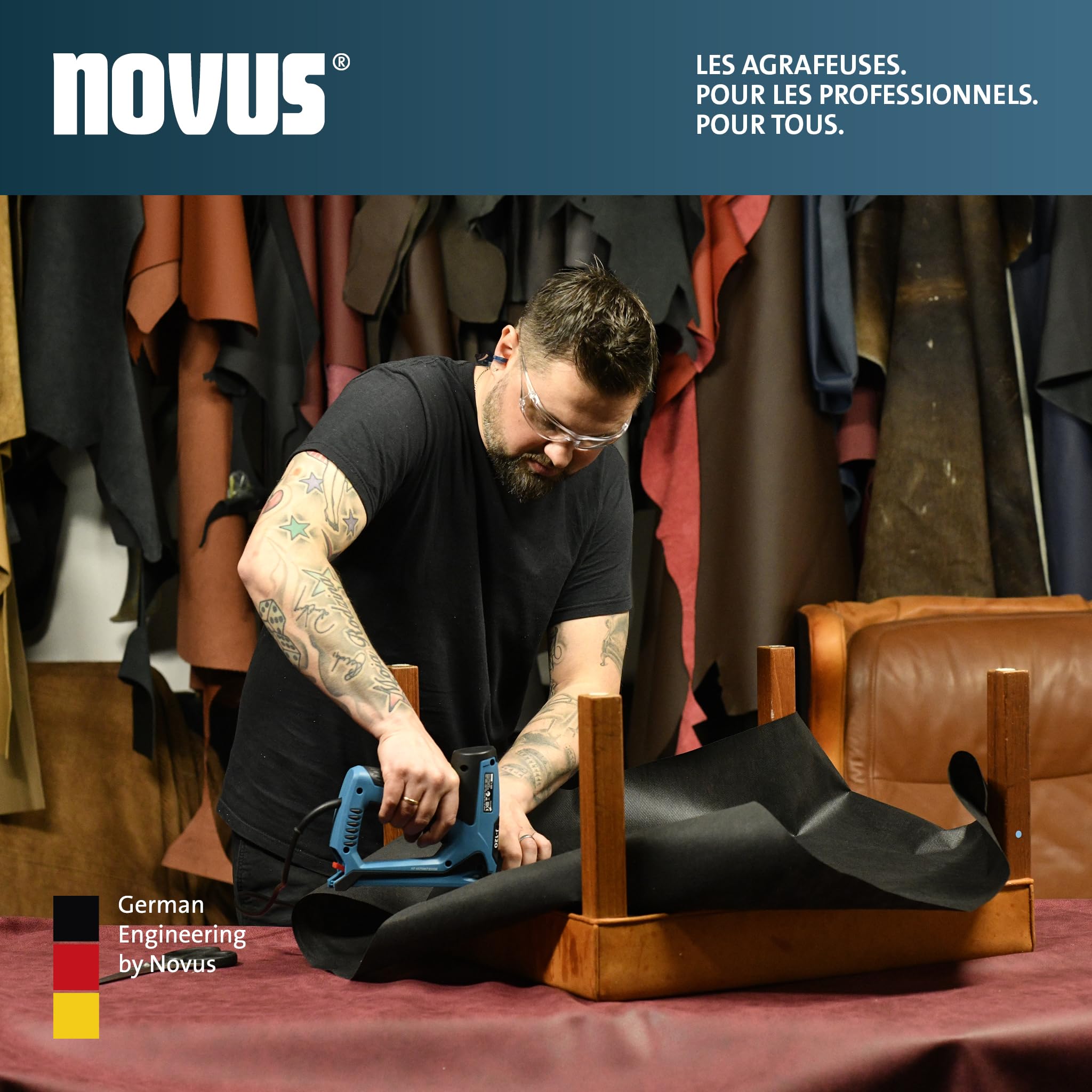 NOVUS TOOLS Agrafeuse électrique J-120 Kit avec 1800 agrafes | Agrafeuse et cloueuse puissante pour agrafes en fil fin 6-14 mm et clous 16 mm │ Fixation de tissus, cuir ou baguettes