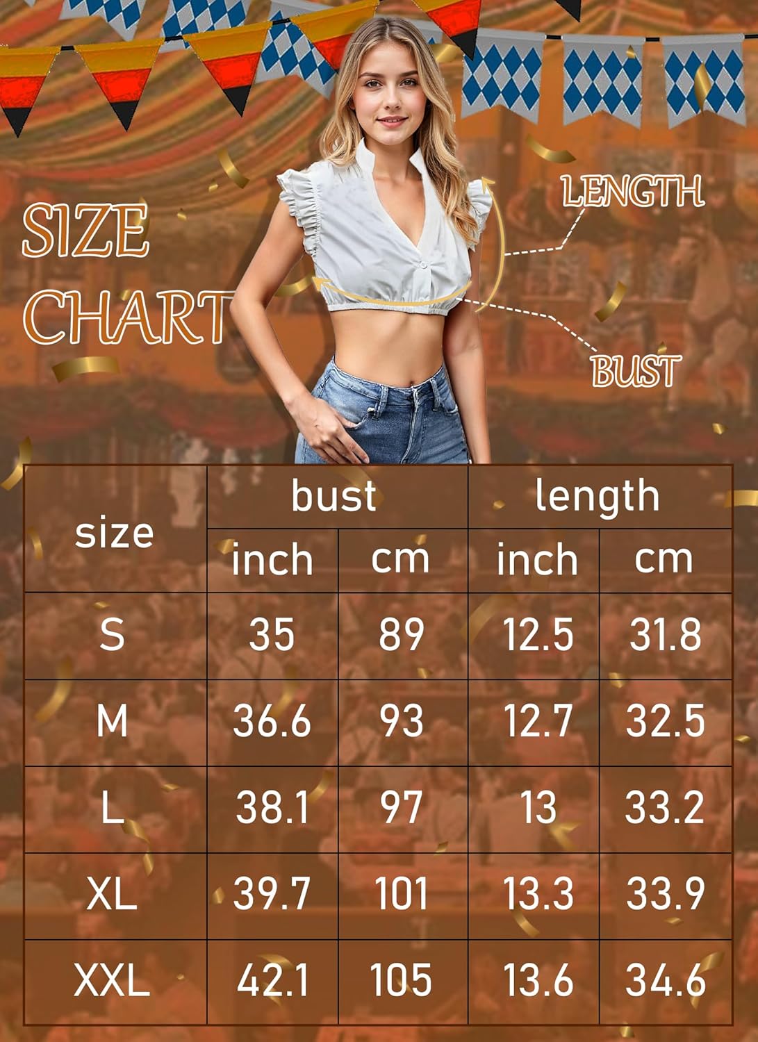 Women German Dirndl Blouse Bavarian Oktoberfest Costume White Dirndl Shirts for Women - Image 7