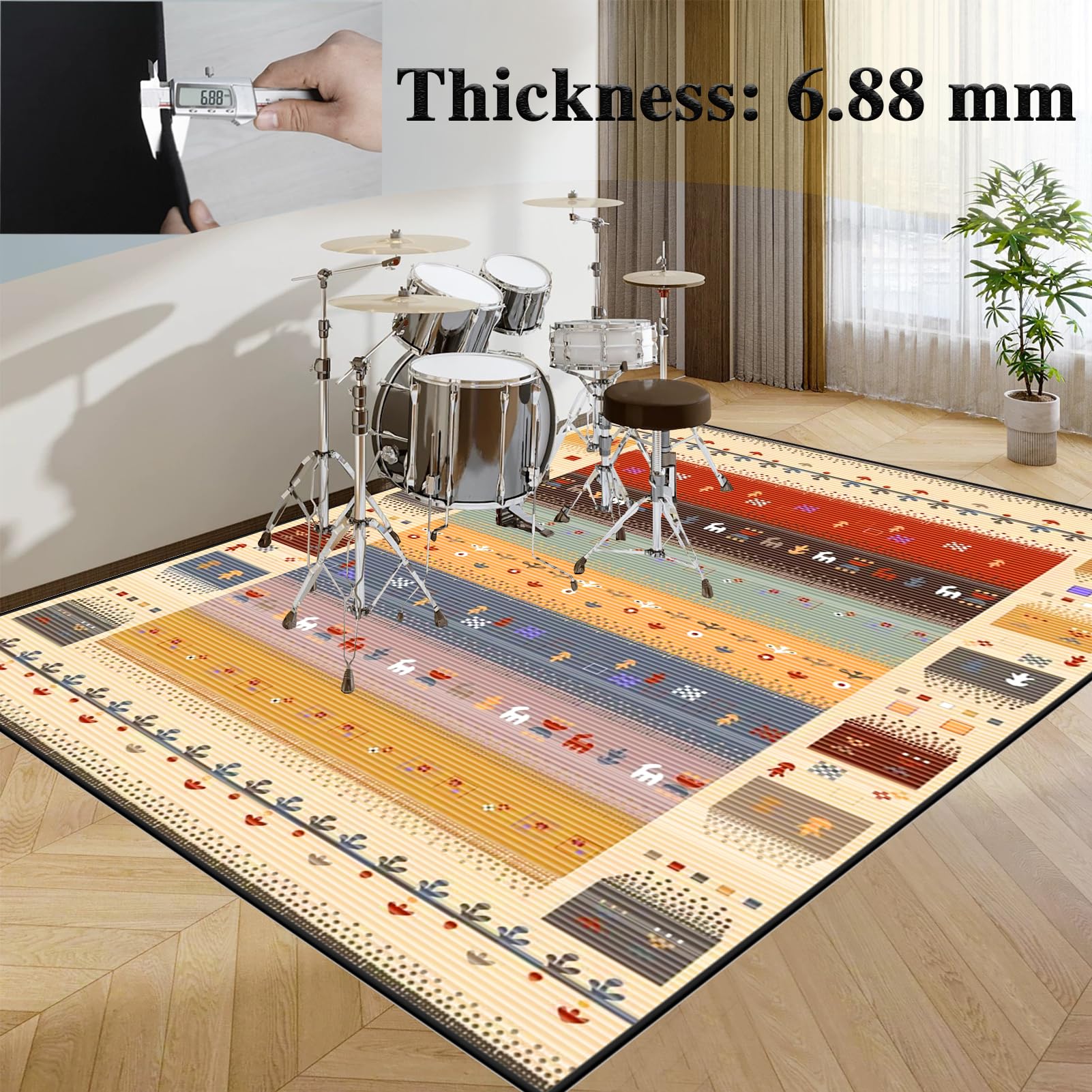 Elektroniczna bateria dywan, maty wodne 230 x 180 cm dywaniki antypoślizgowe bębny, dywaniki bębnowe maty do bębnów elektronicznych zestawów bębnów i innych dywanów