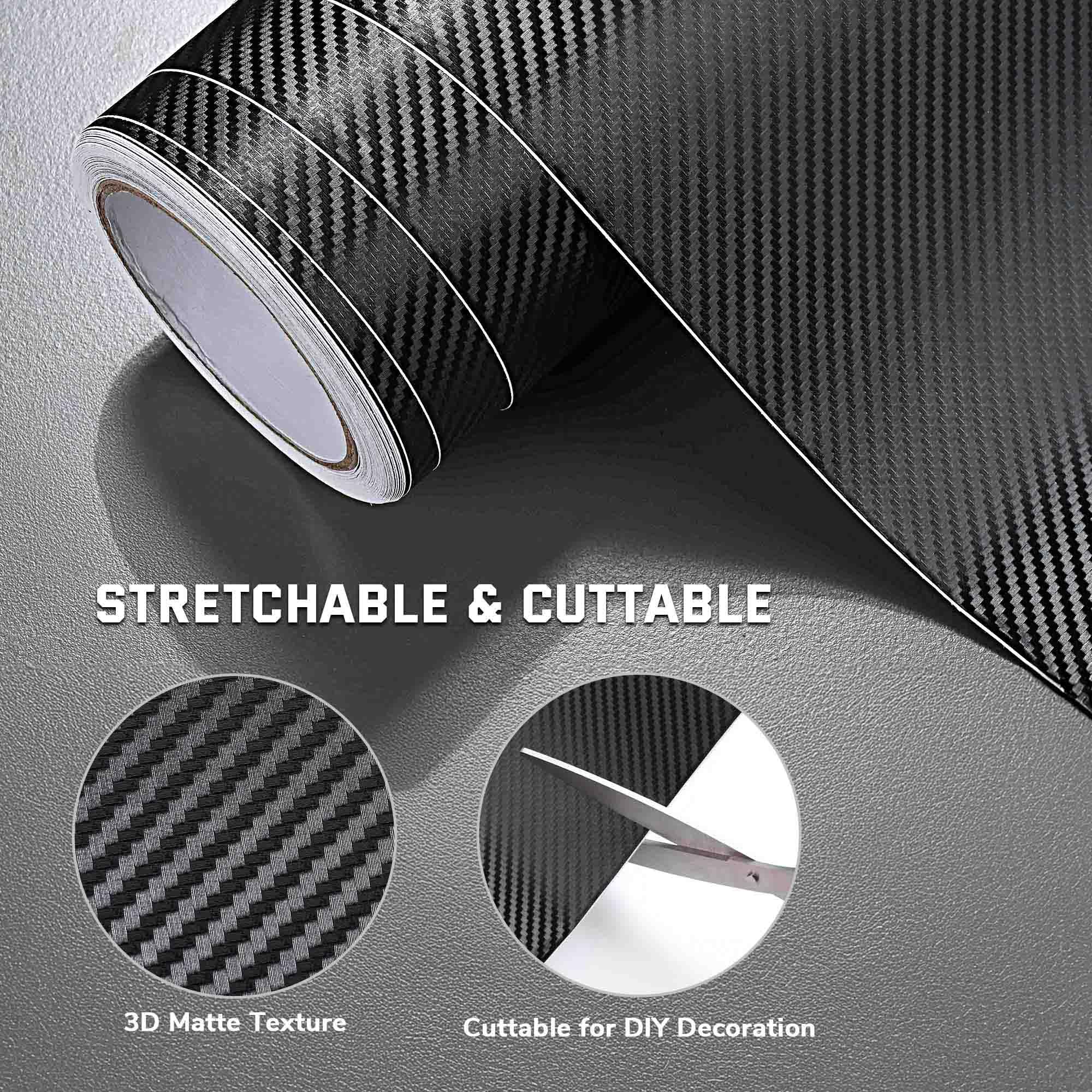 Yescom 5x50 FT 3D Carbon Fiber Vinyl Wrap Film Roll for Car Air Release UV Resistant for Car Black