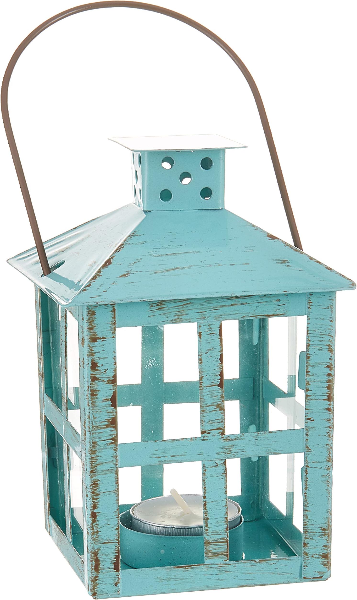 Kate Aspen Vintange Distressed Lantern, medium, Blue
