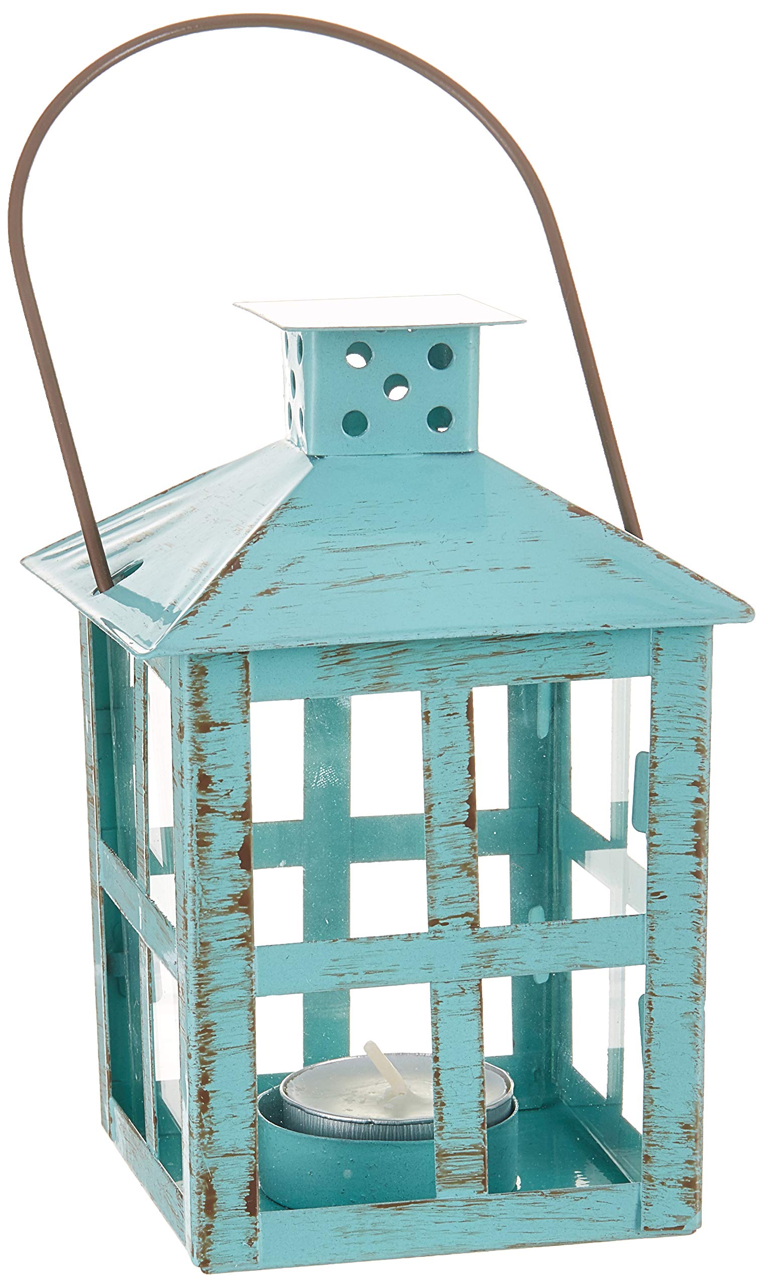 Kate Aspen Vintange Distressed Lantern, medium, Blue