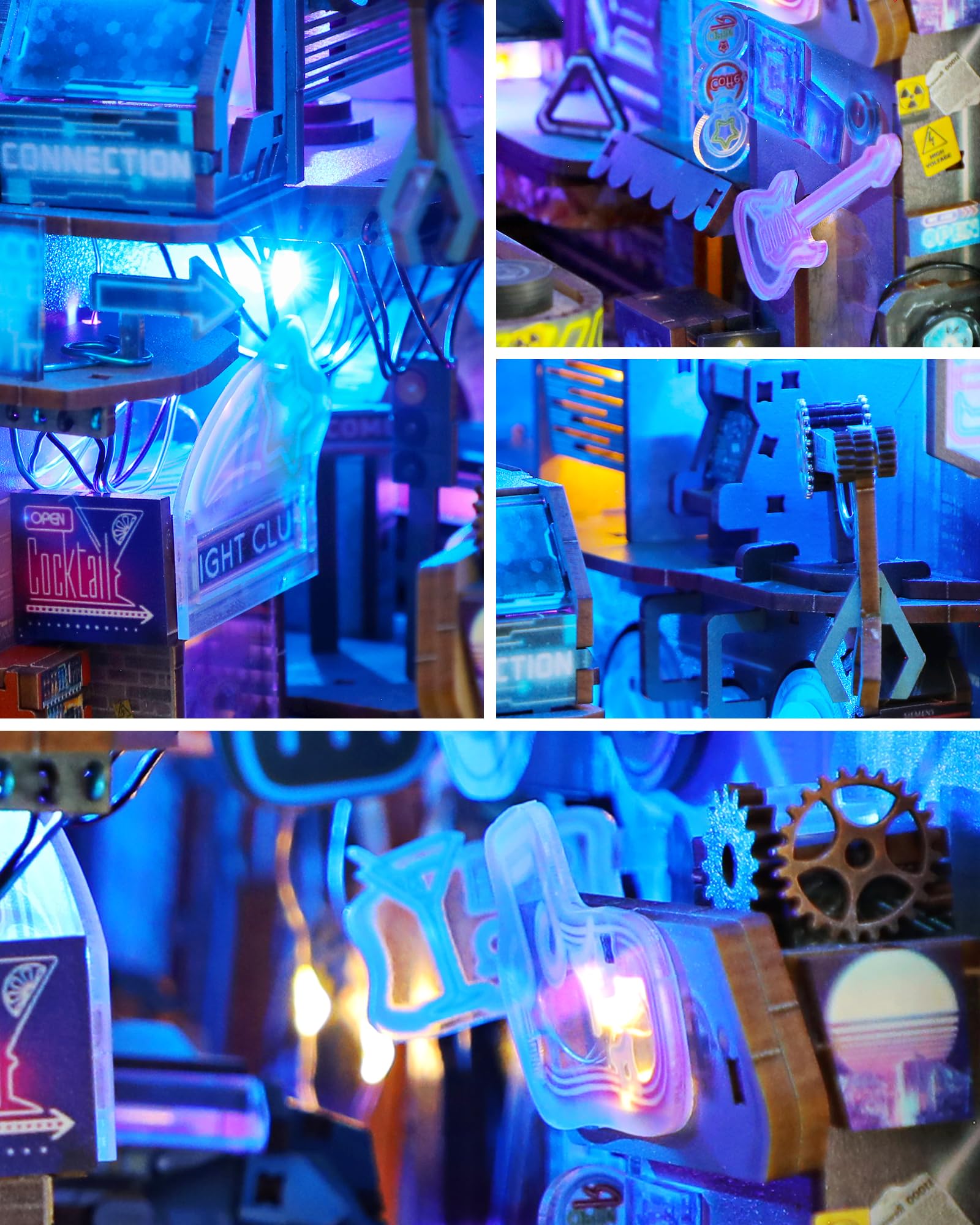 Quanquer DIY Book Nook Cyberpunk Kit: casa delle bambole in legno in miniatura con mobili e luce a LED,puzzle in legno 3D, kit per modellini per persone di età superiore ai 14 anni Regalo creativo