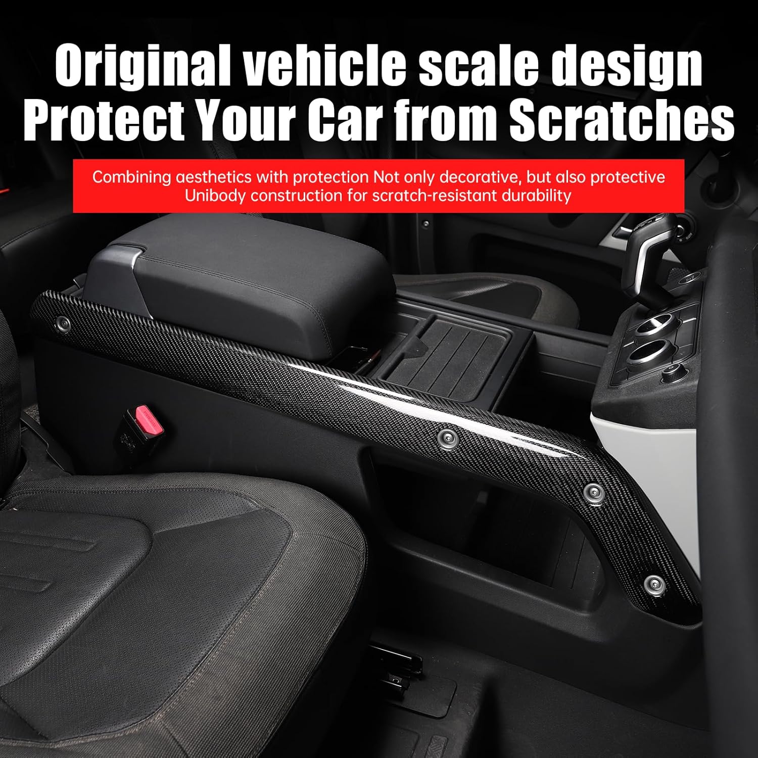 Console Trim Frame for 2020-2024 Land Rover Defender 90/110/130 Interior Carbon Fiber Pattern Upgrade Scratch-Resistant Protective Cover for Center Console Side Trim Modification Accessories