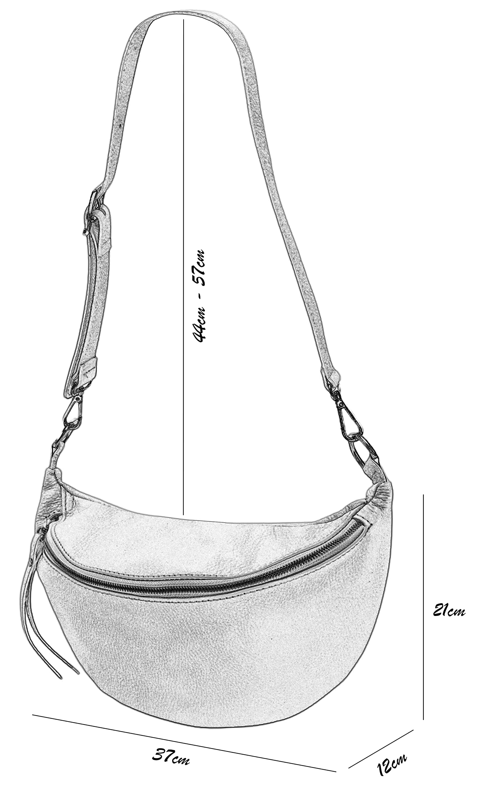 SH Leder Greta G747 - Tasca sul petto da donna, unisex, per festival, viaggi, taglia media, tracolla regolabile, in pelle, 37 x 21 cm