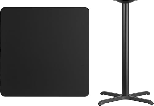 Miniatura 3 de Flash Furniture Mesa cuadrada laminada negra de 36 pulgadas con base de mesa de altura de barra de 30 x 30 pulgadas Negro -,Caoba,Natural,Nogal