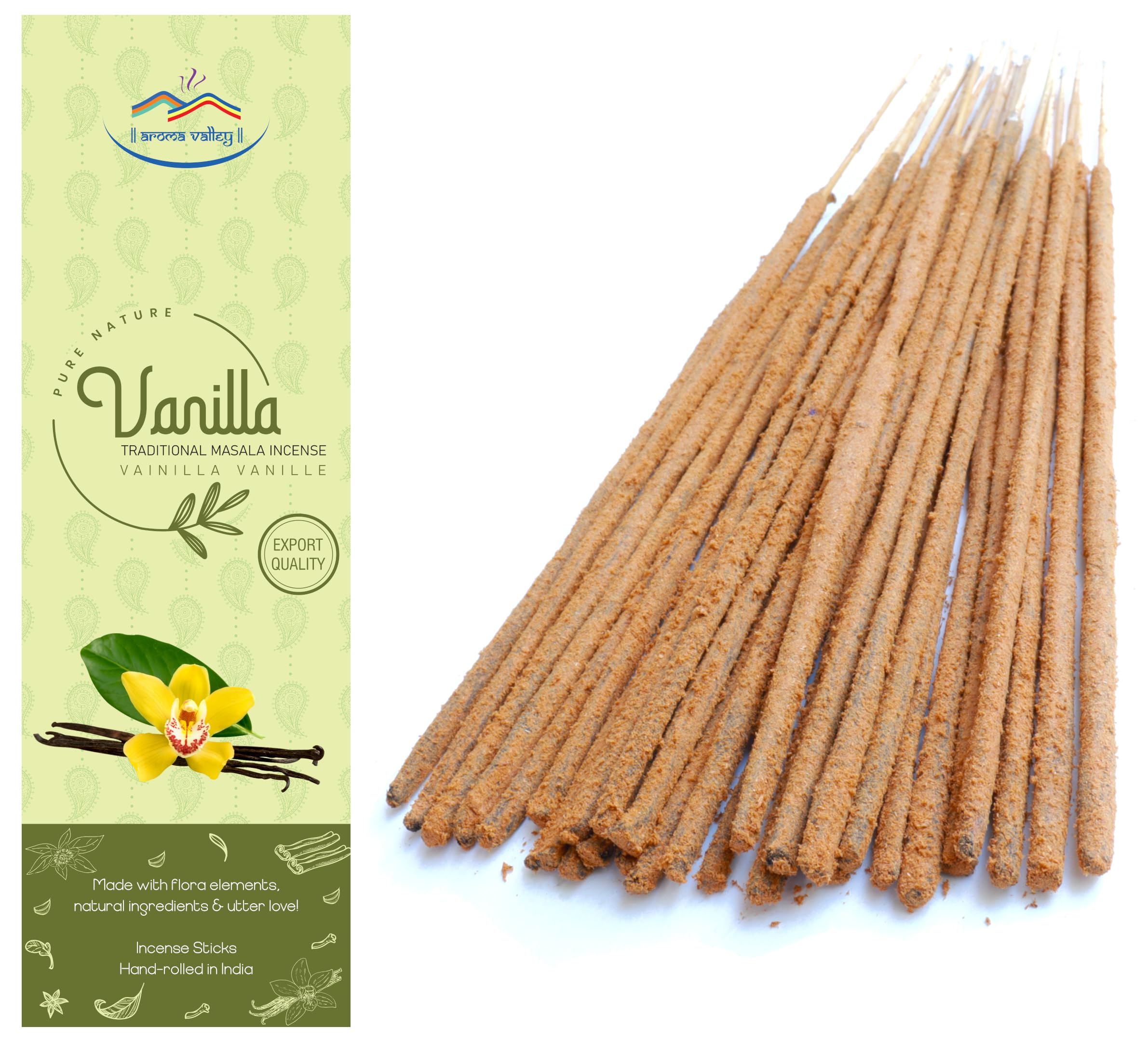 Aroma Valley Vanilla Incense Sticks - Traditional Handcrafted Masala Incense - 40 to 50 sticks approx. — image 1