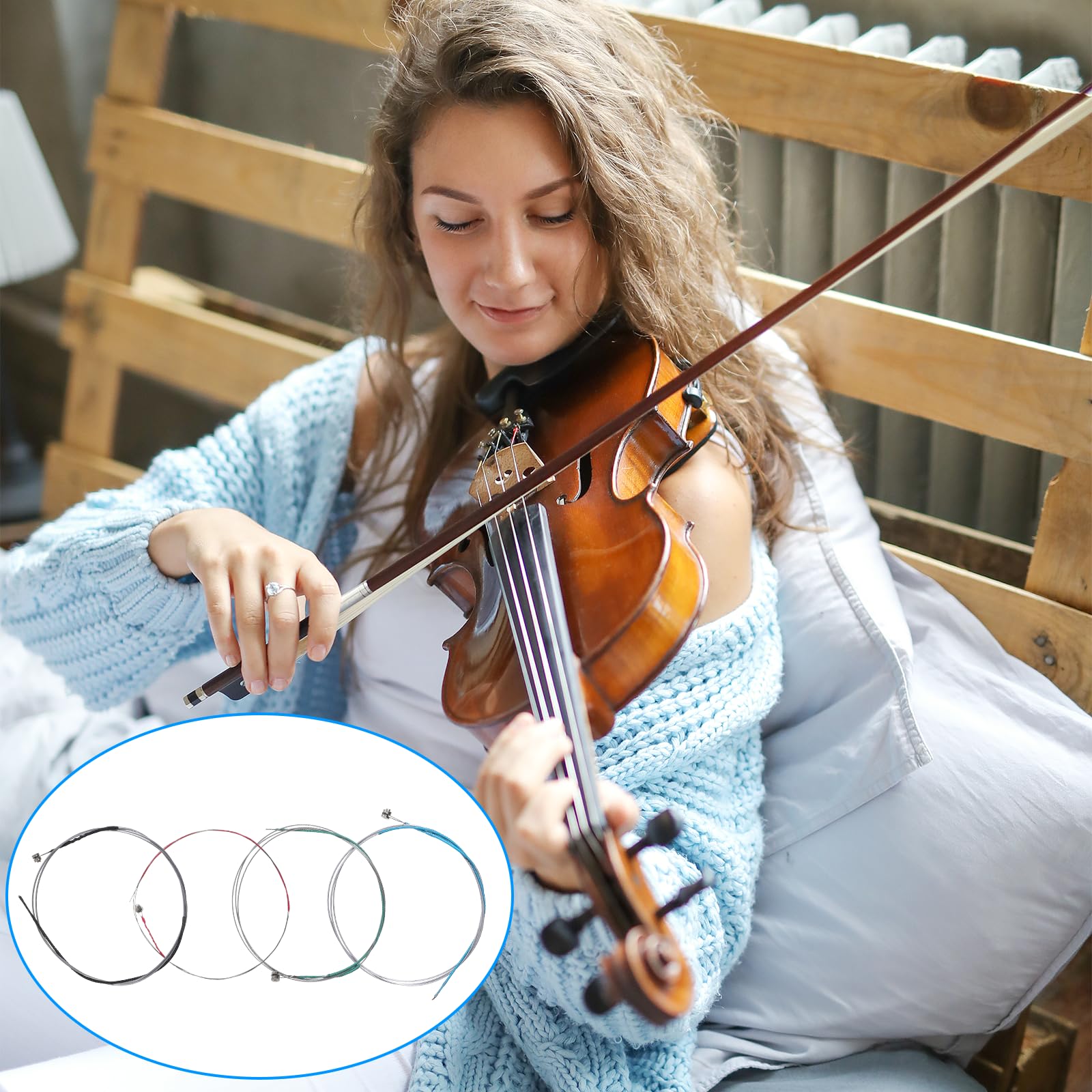 8 PCS Violin Strings Full Set, Universal Carbon Steel Copper Wound with Copper-Plated Ball End for Instruments 4/4 3/4 1/2 1/4 Violin - Image 4