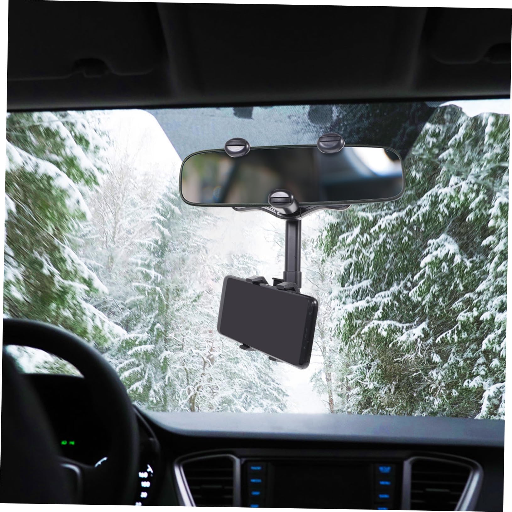 3 Piezas Soporte Móvil para Coche con Clip Giratorio Montaje Estable Espejo Retrovisor Compatible Mayoría de Teléfonos y Vehículos Fácil de Instalar y Usar Mano