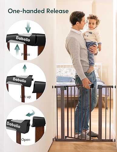 Miniatura 79 de Babelio Puerta de bebé para puertas y escaleras, puerta de 26 a 40 pulgadas con cierre automático para perros y cachorros, fácil de instalar