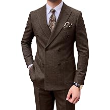 Mens Tweed Suits 2 Piece Retro Tuxedo Suit for Men Slim Fit Suit Formal