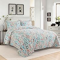 Vista 106 de VAPUTAR Juego de ropa de cama tamaño Queen – 3 piezas, edredón bohemio, colcha reversible ligera para dormitorio de granja (floral)