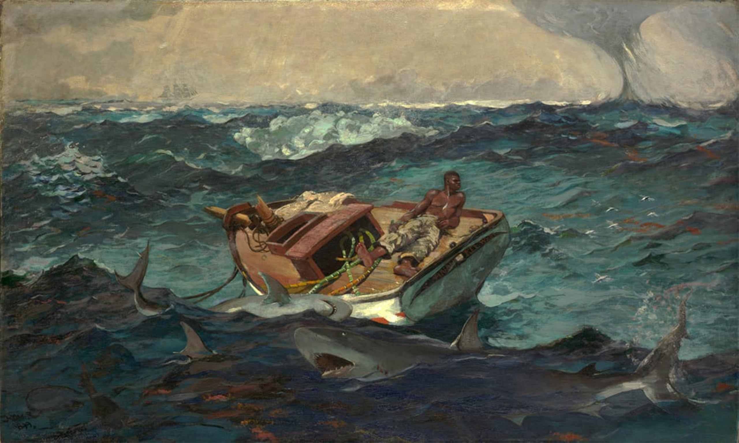 Artxlxxbn No Frame Famous Print Painting Colorful Art Print The Gulf Stream By Winslow Homer Canvas Art Decorations For Home Decor 60X90cm