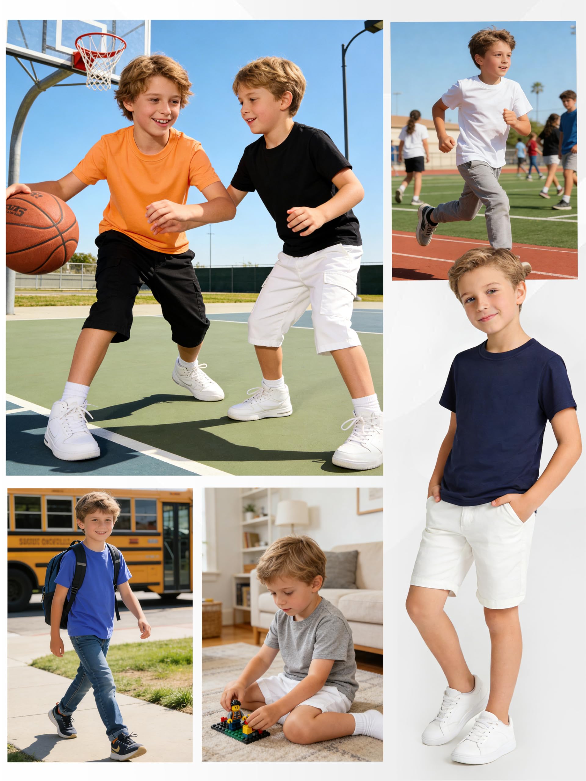 JORHIG 5 Pack Boys Shirts Cotton Short Sleeve T-Shirts for Boys Kids Toddler Tees Clothes Summer Tops — view 6