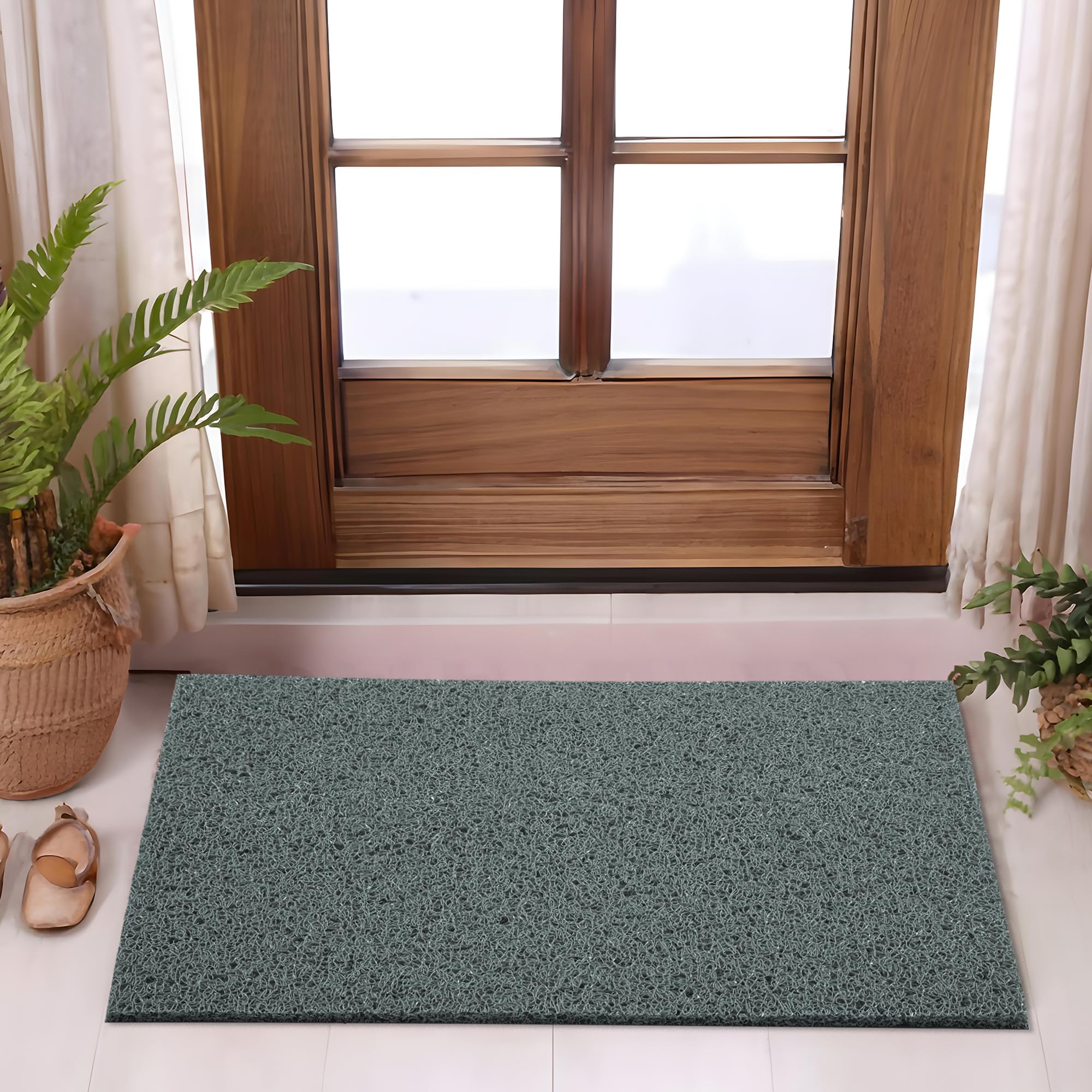 Kuber Industries 16x24 Inch Rubber PVC Water Absorbing Front Floor Mat | Door Mats for Home Entrance Large | Door MatsRugs for Office, Bedroom & Kitchen | Anti Slip Paydan/Foot Mat | Grey