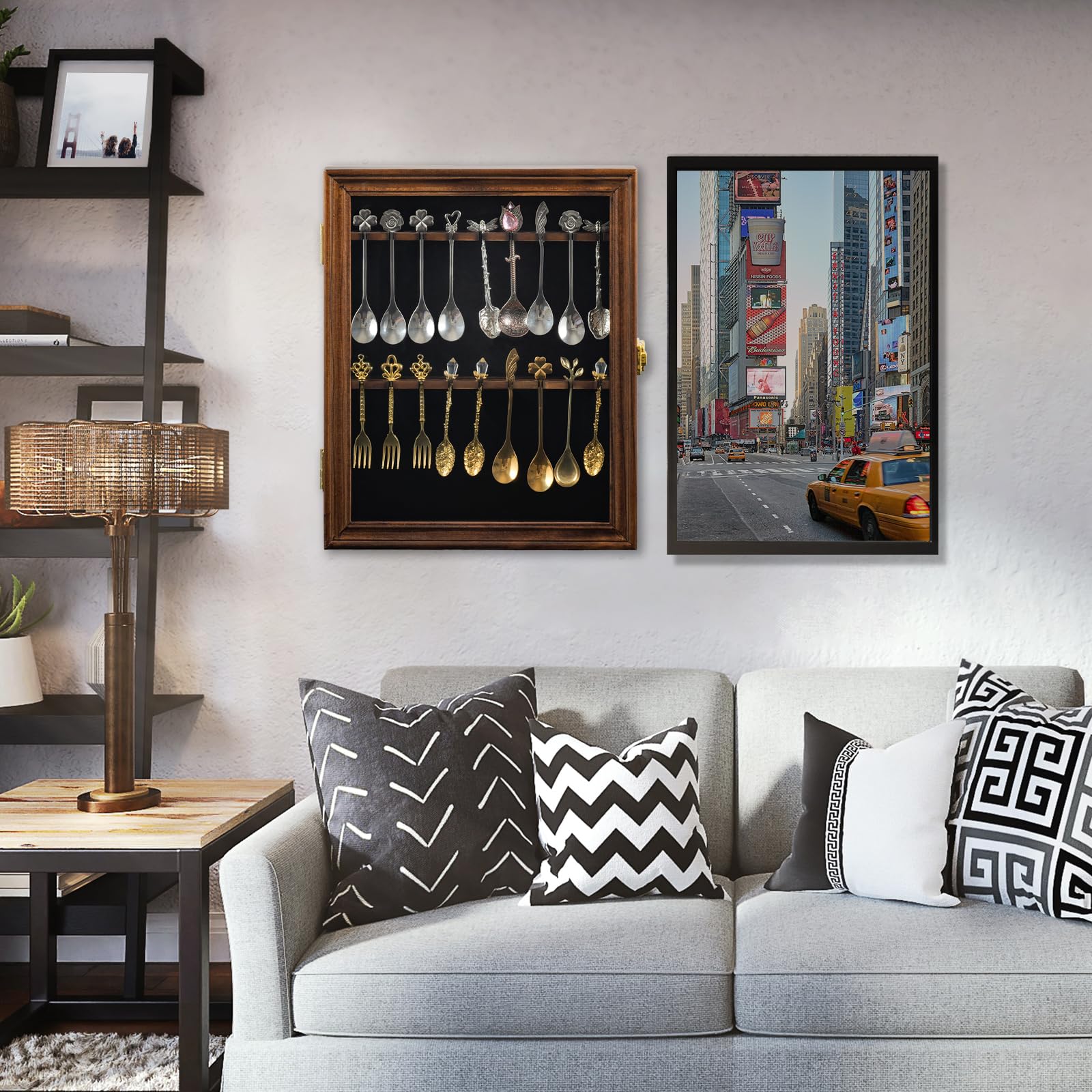 Amazon.co.jp: COMSREV 18 お土産ティースプーンディスプレイケース 壁