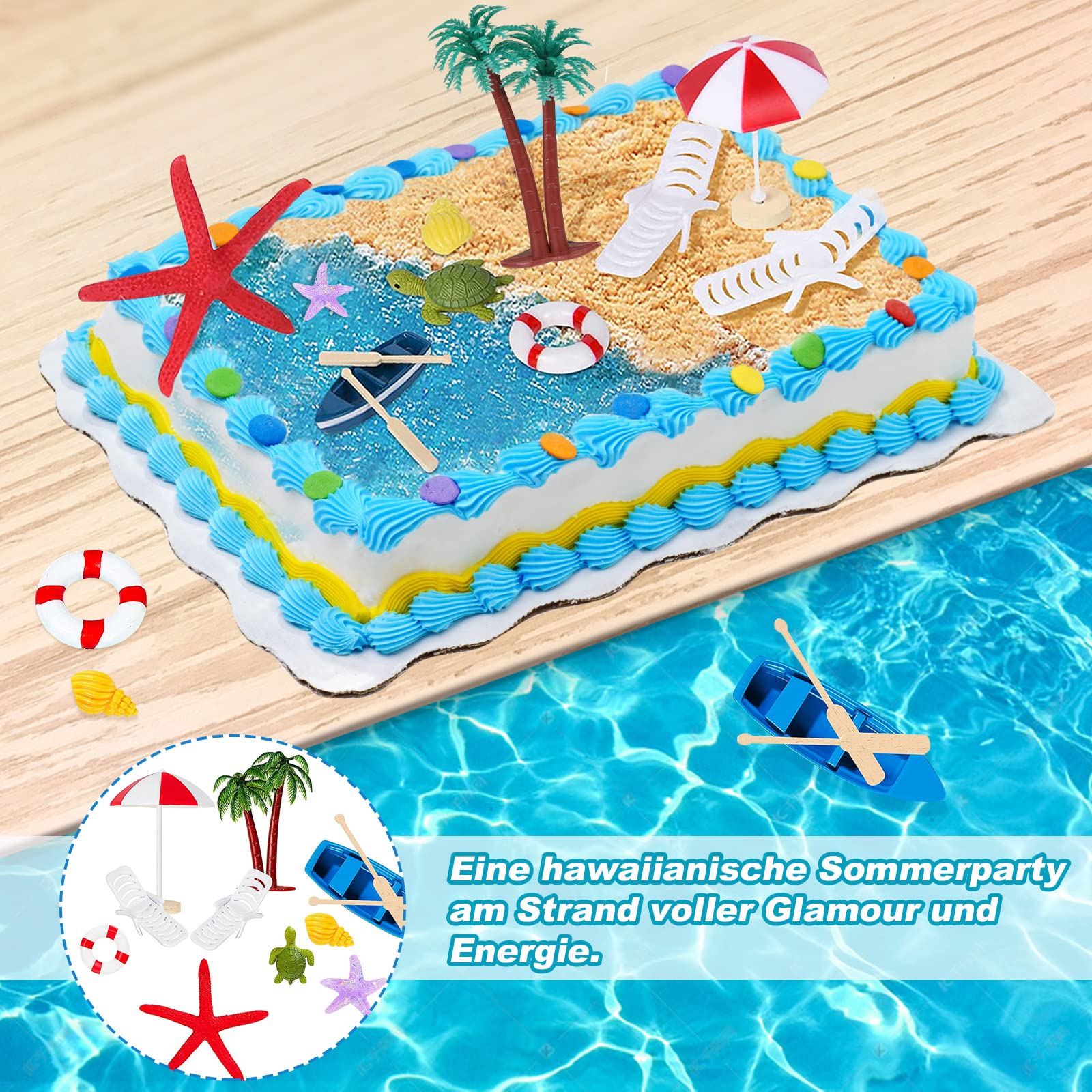 18 Pezzi Spiaggia Micro Paesaggio, Mini Sedia a Sdraio con Palme, Decorazione in Miniatura per Fai-DA-te e Giardino