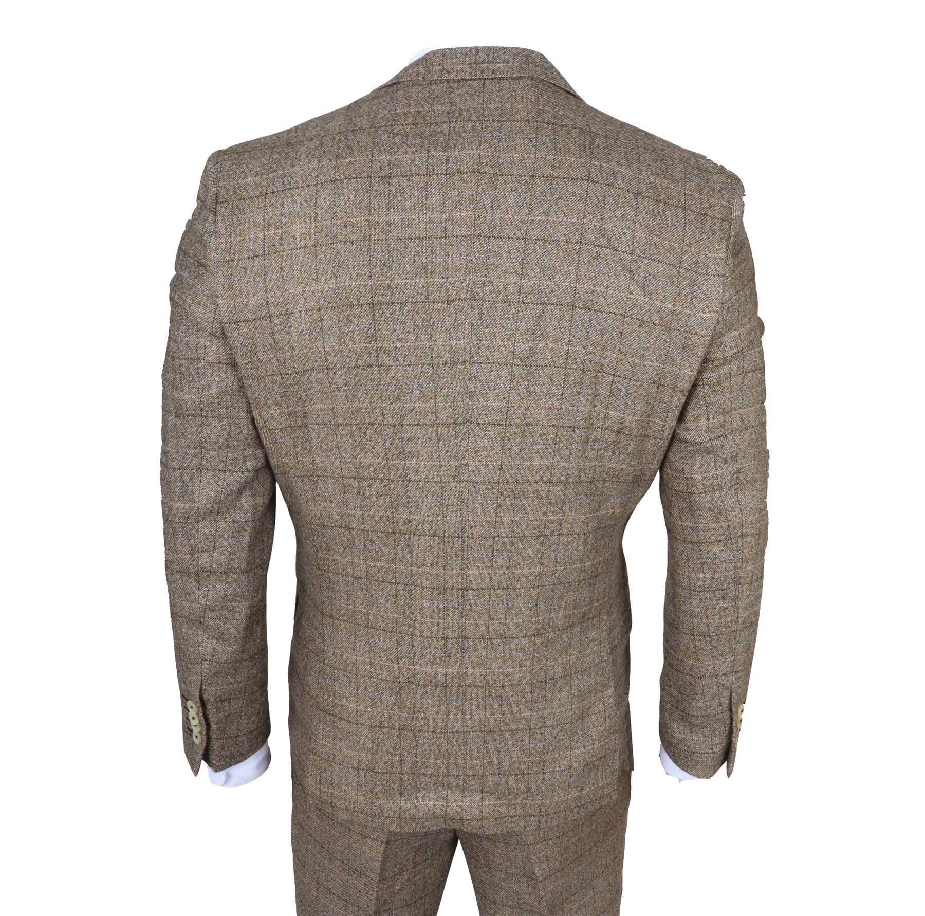 Abito da uomo 3 pezzi marrone a quadri slim fit abito formale
