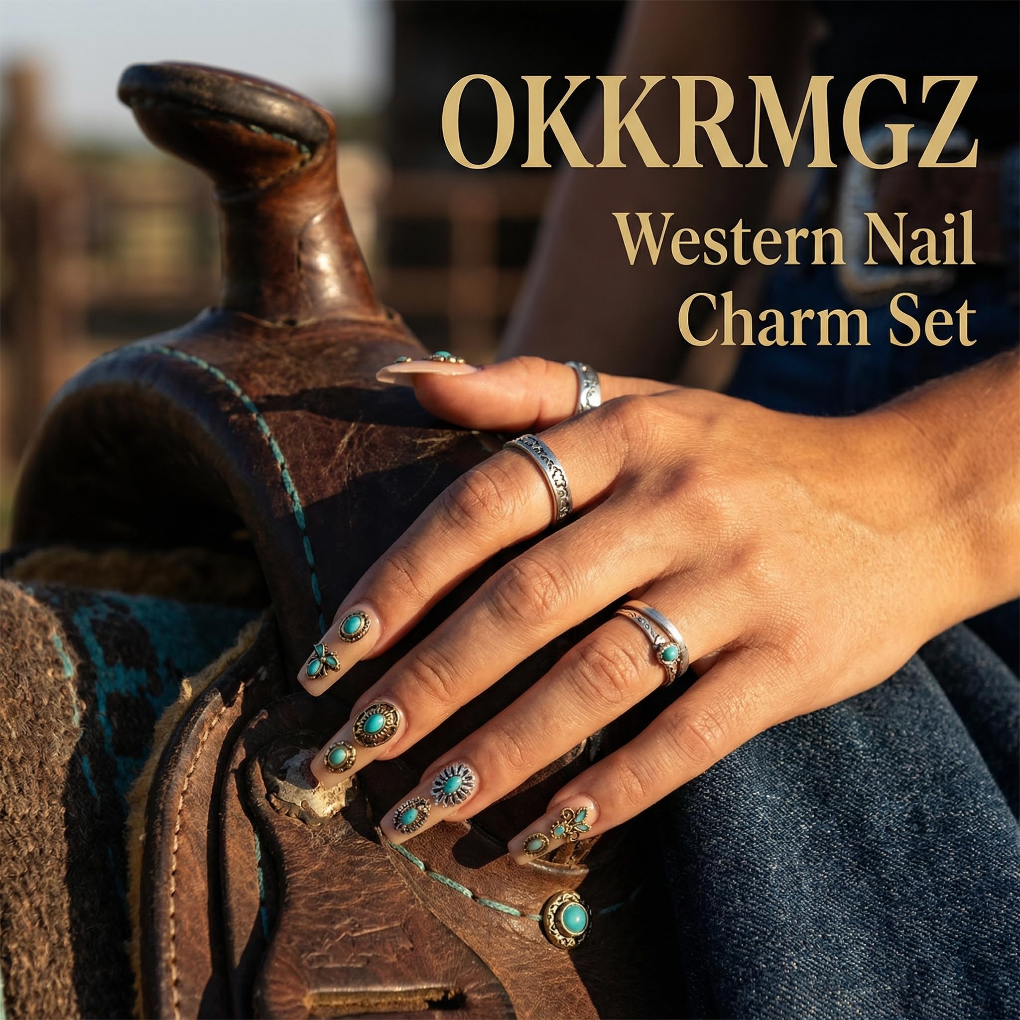 50 szt. westernowe zawieszki do paznokci turkusowa bransoletka metalowa biżuteria zawieszka do paznokci małe luzem kolorowe rockowe retro bohemia stop totem 3D marmurowe klejnoty manicure
