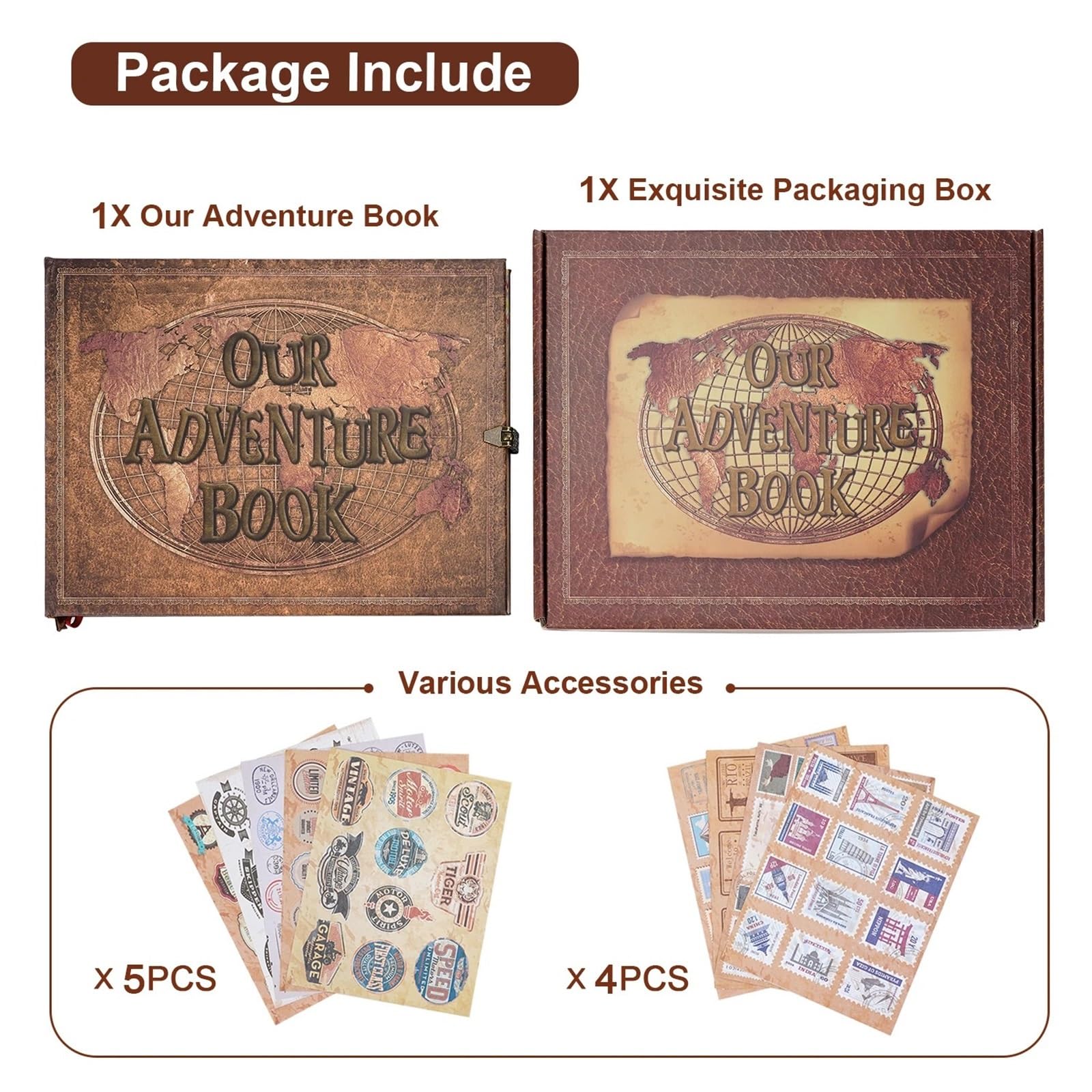 Album Fotos 180 Page DIY Travel Photo Album Our Adventure Book Leather Retro Creative Anniversary Wedding Guest Memory Gift(Green)