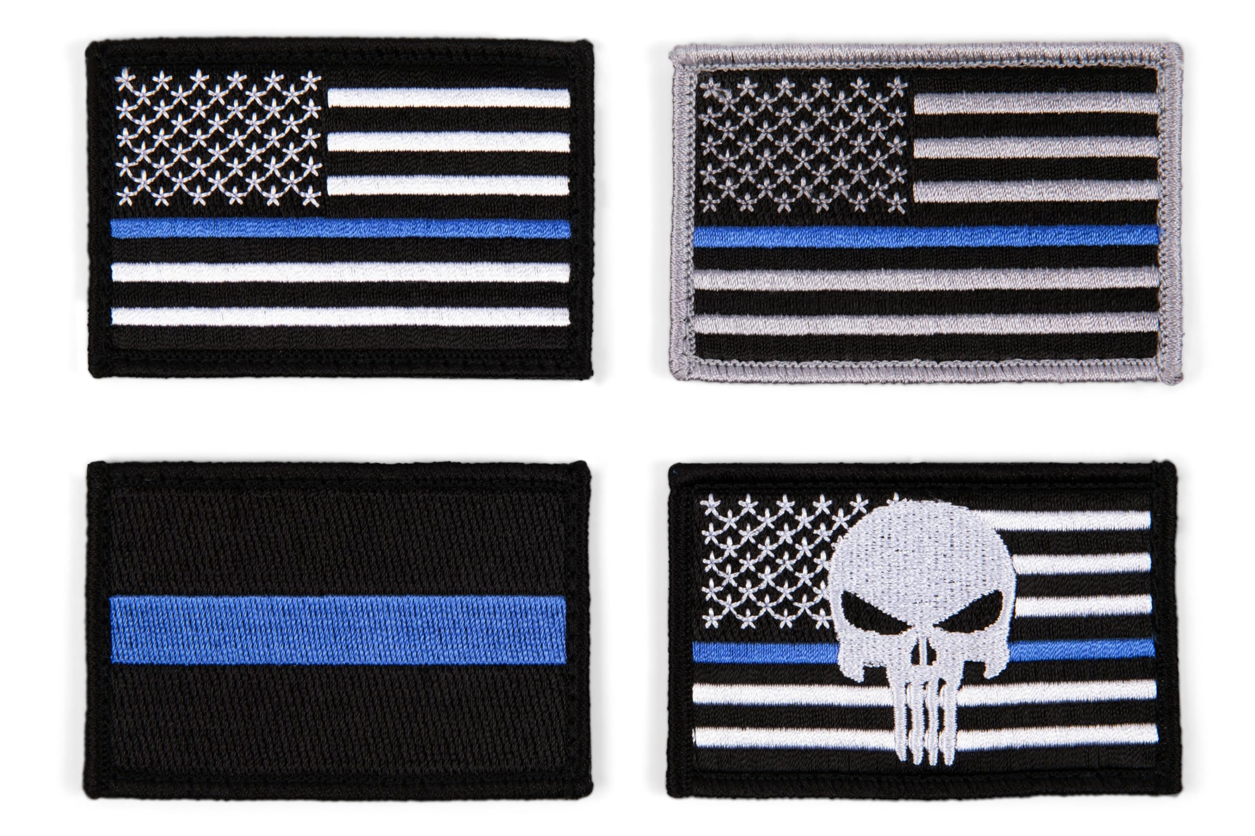 Great 1 Thin Blue Line American Flag Patch 4-Pack, Police & Law Enforcement, 2x3 inch, Hook and Loop Fastener/Backing, Tactical Accessory for Clothing-Jackets-Hats-Backpacks