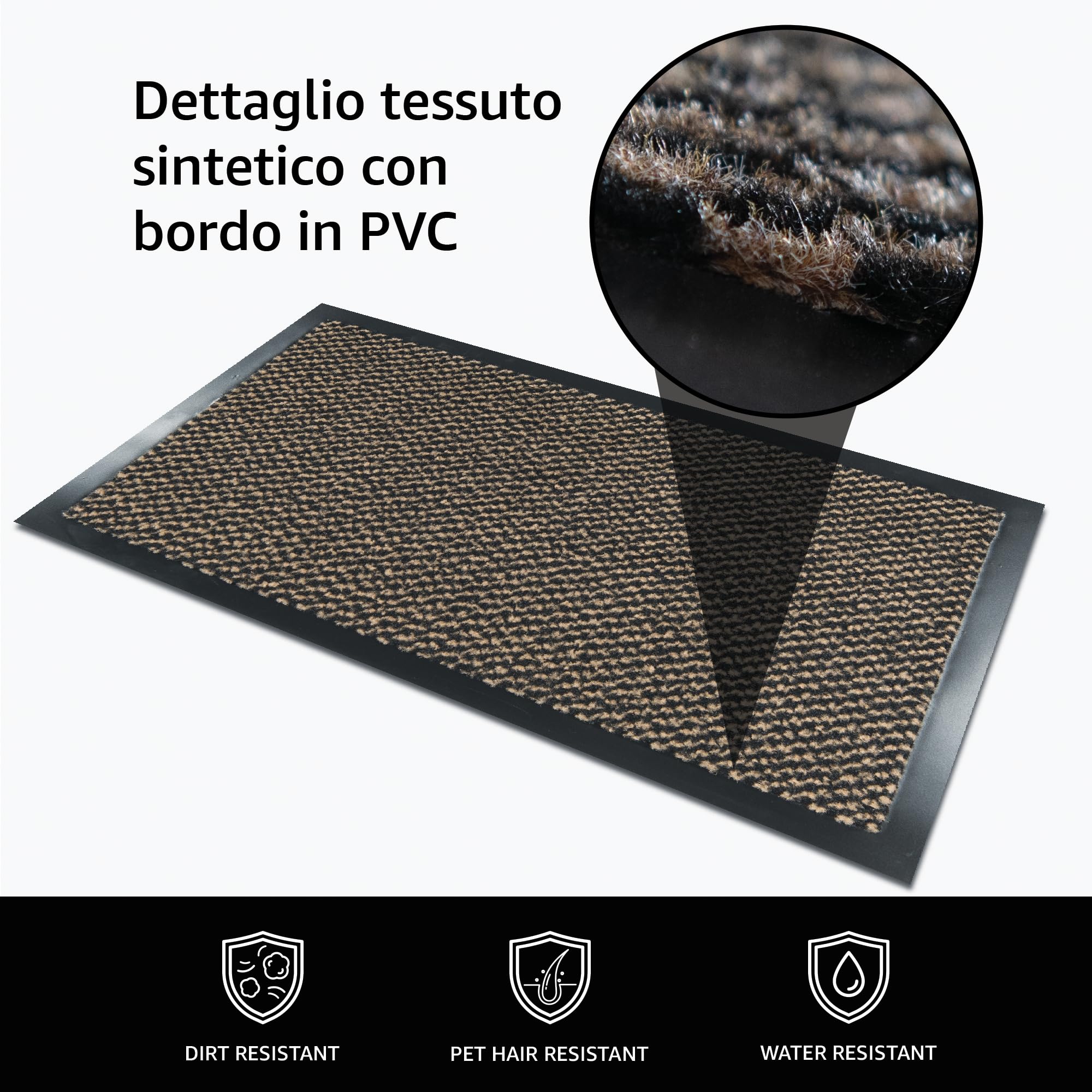 Comart - Zerbino Asciugapassi New - Tappeto per Ingresso Esterno e Interno - Fibra Sintetica - Antipioggia - Assorbente - Tappetino Fuori Porta Sottile - Antiscivolo - Lavabile - Beige - 50x80 cm