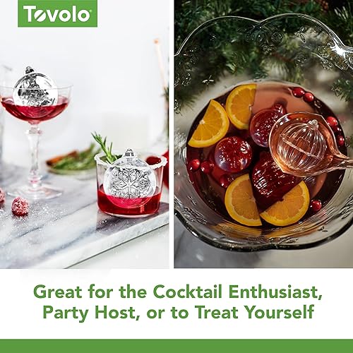 Miniatura 4 de Tovolo Moldes de hielo para adornos de copos de árbol y nieve, juego mixto de 2, para hacer hielo de bebida sin fugas, de fusión lenta para whisky,
