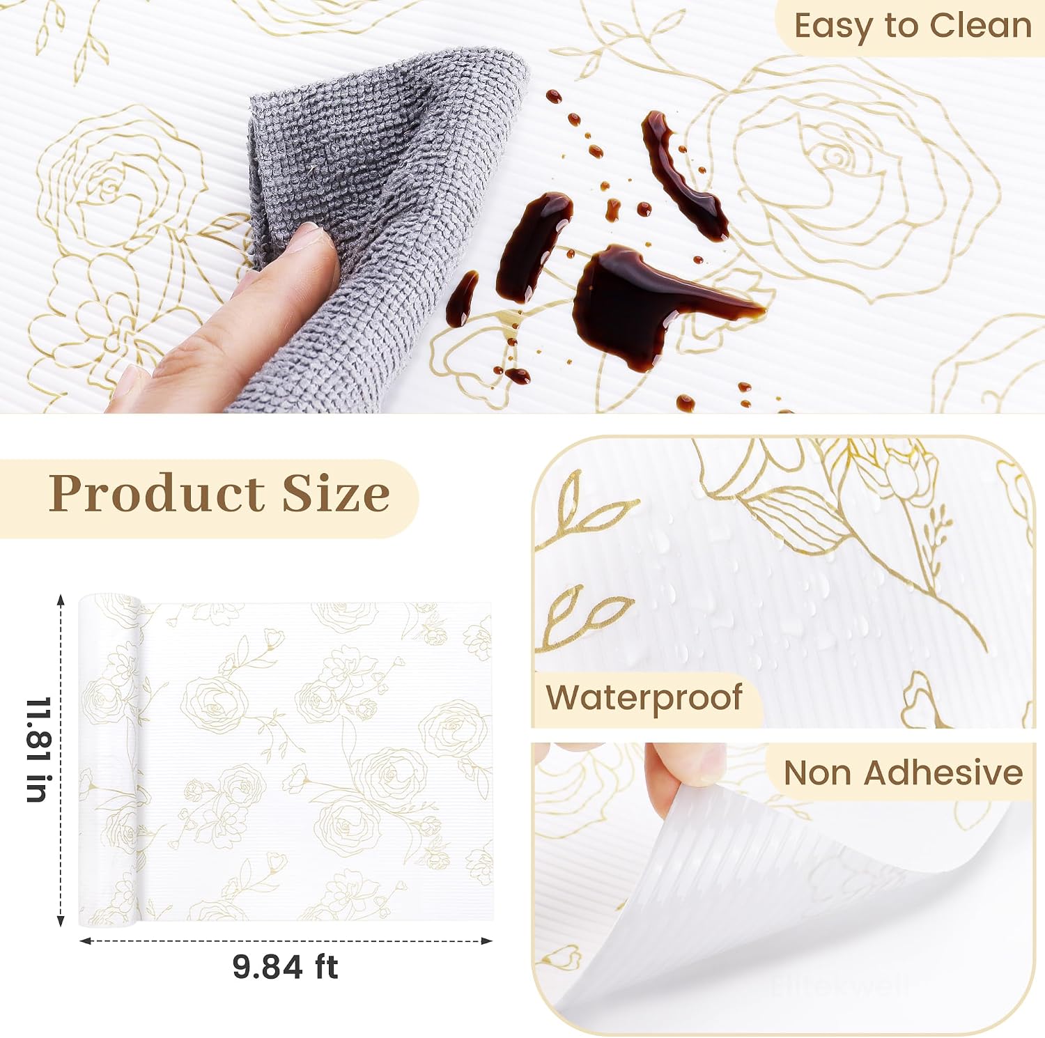 Shelf Liners for Kitchen Cabinets Non-Adhesive Drawer Mat
