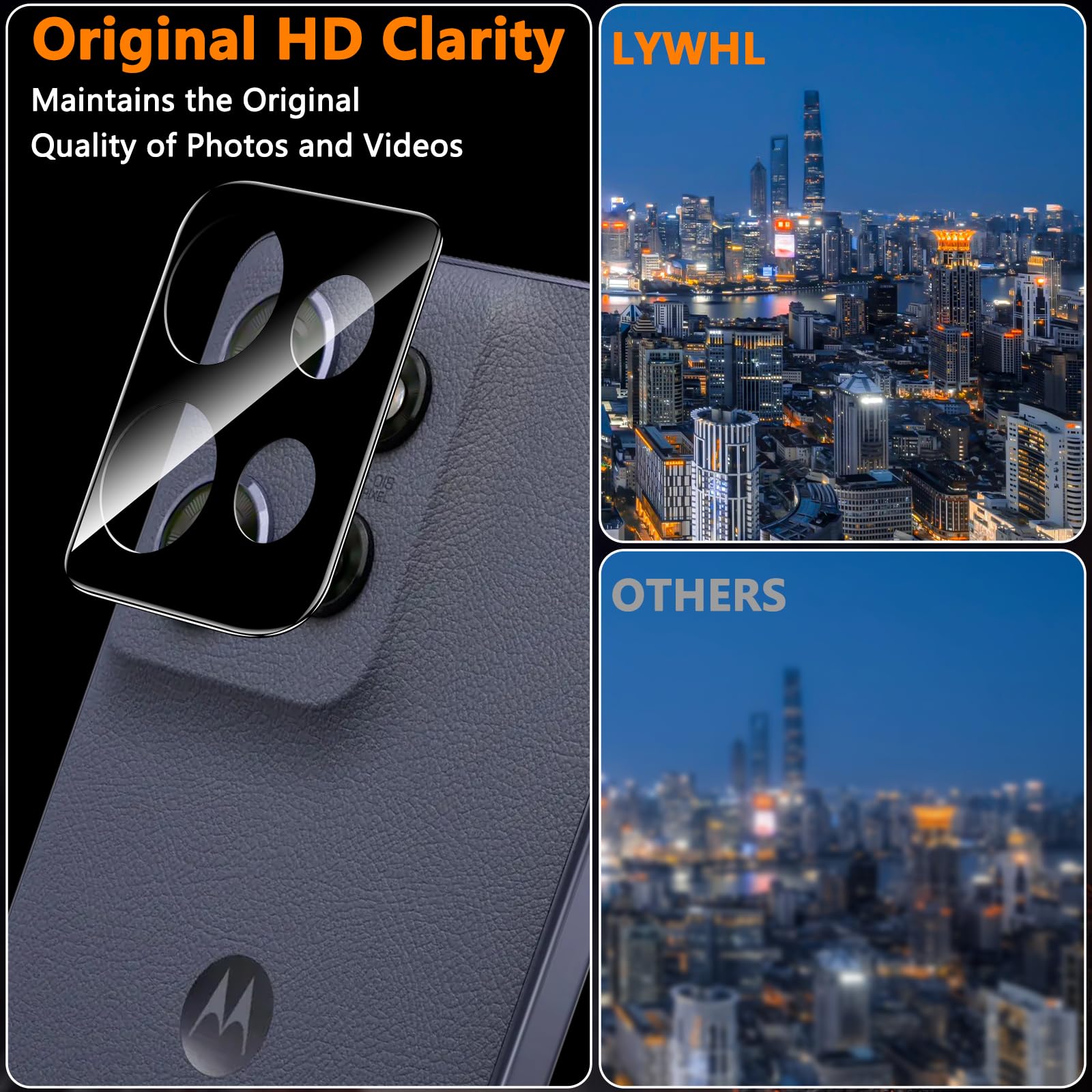 LYWHL Protector de pantalla para Motorola Moto G Power 5G (2025), paquete de 3 protectores de pantalla de vidrio templado de dureza 9H HD + 2 protectores de vidrio para lente de cámara, compatible con