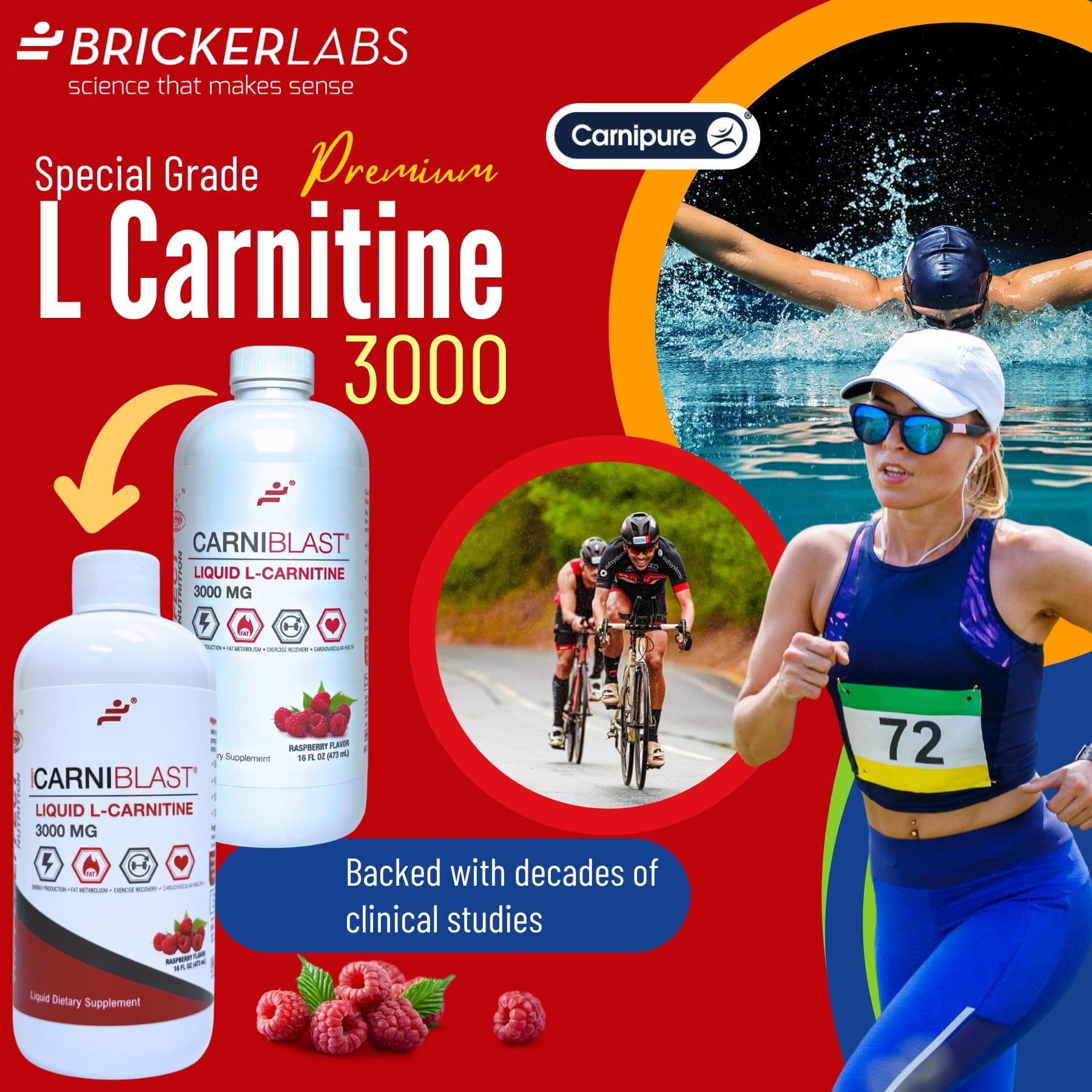 l carnitine triathlon Amazon.com: Bricker Labs CARNIBLAST Liquid L-Carnitine 3000mg, Premium L  Carnitine Carnipure, Energy Nutrition, Energy Supplement and Energy  Booster, Raspberry, 16 fl oz : Health & Household
