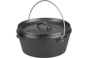 Stansport Pre-Seasoned 4qt Cast Iron Dutch Oven Pot with Lid Compatible with Induction Top