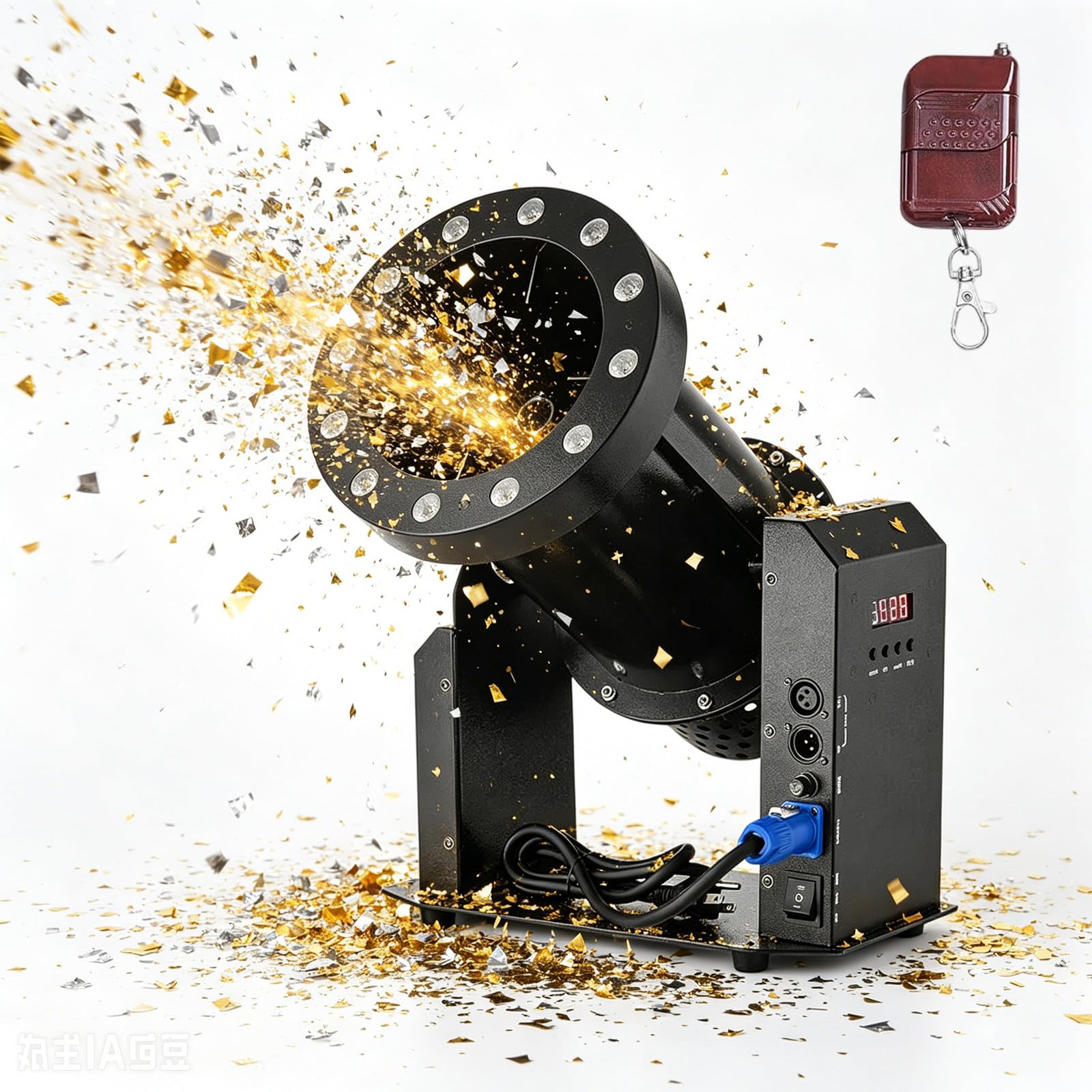 Ruodatonly Multicolor 1500W Professional Confetti Machine, Cannon Machine Electric Confetti Launcher W/Wireless Remote & Dmx, For Special Event, Parties, Club, Wedding, Concerts