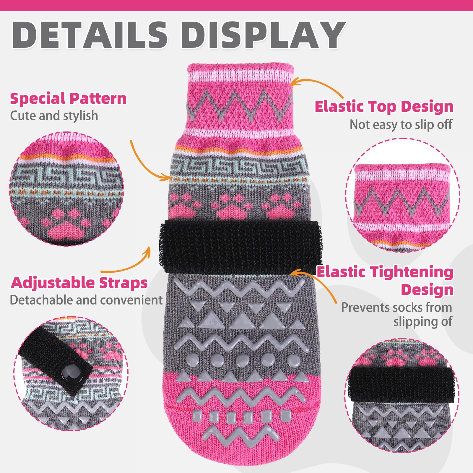 KOOLTAIL Dog Socks to Prevent Licking Paws for Hardwood Floors Anti Slip Winter Warm Pet Boots&Paw Protector with Grippers - Image 3
