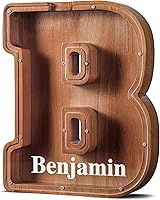 Vista 80 de SummiDate Alcancía de madera de letra para niños y niñas, Alfabeto, regalo de cumpleaños para niños (W)