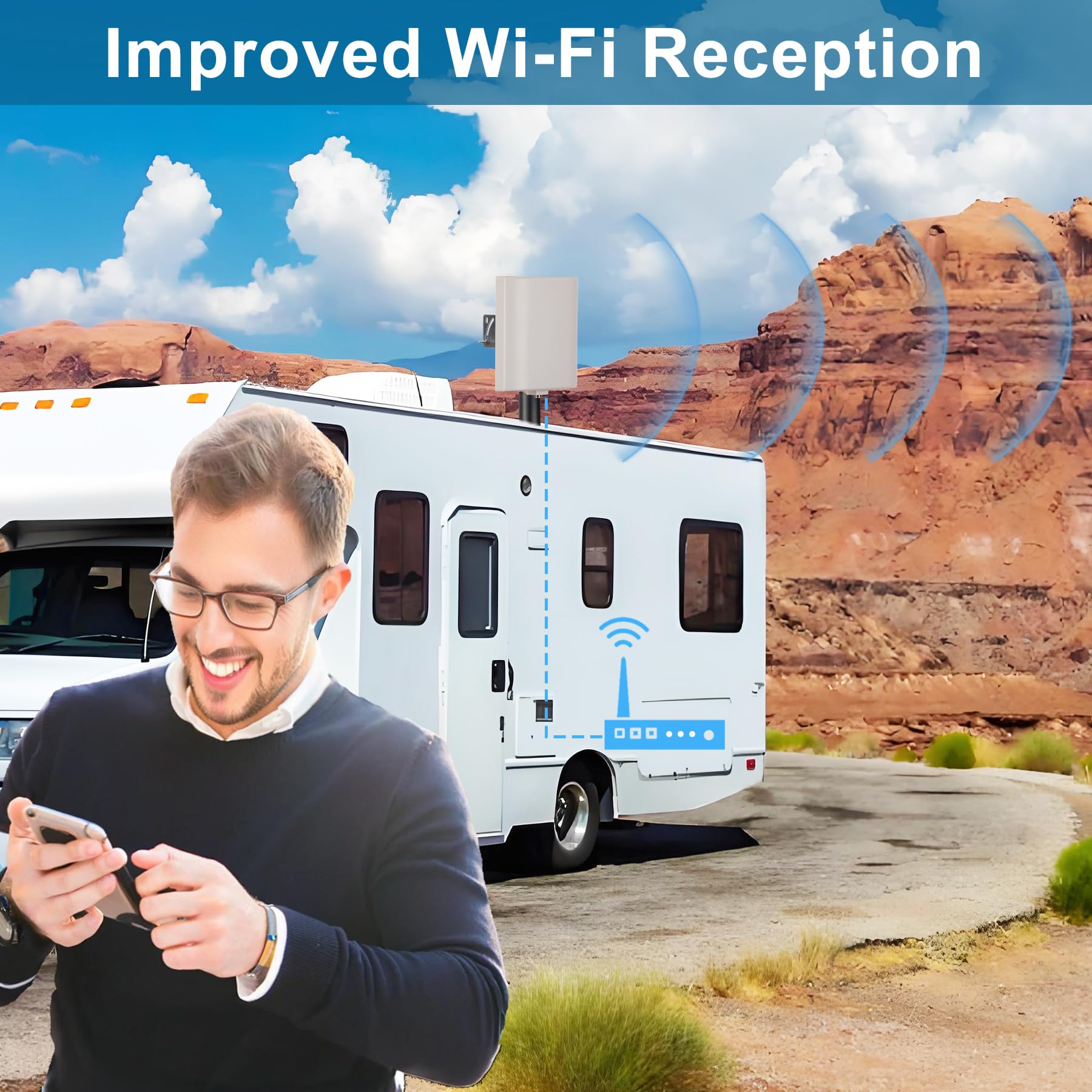 Antenne de panneau WiFi 2,4 G 5 GHz double bande avec câble d'extension de 3 m SMA mâle et adaptateur RP-SMA pour routeur WiFi sans fil carte réseau caméra IP moniteur de surveillance vidéo