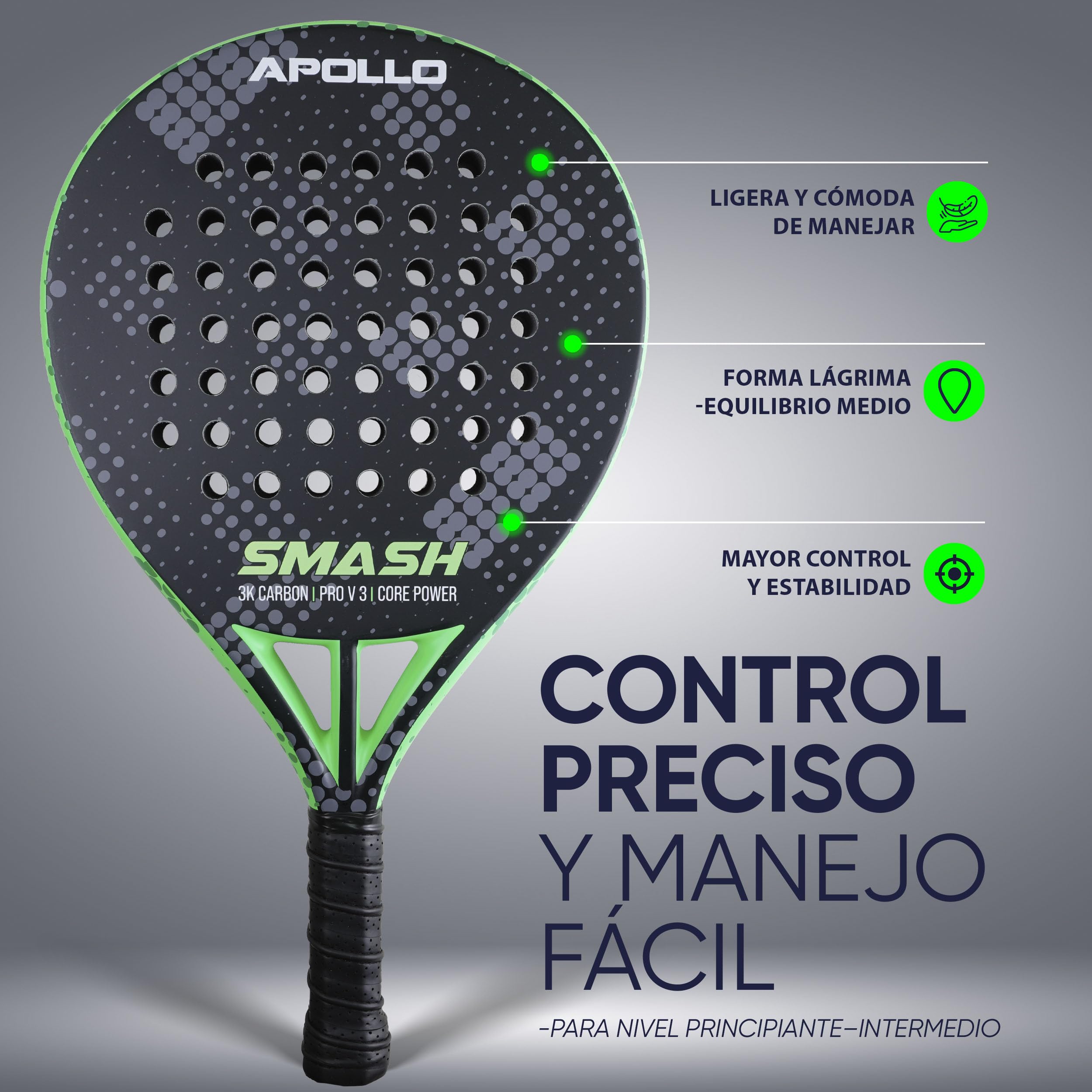 Apollo Pala de pádel - Pala de pádel para principiantes y avanzados, pala de carbono para hombre y mujer