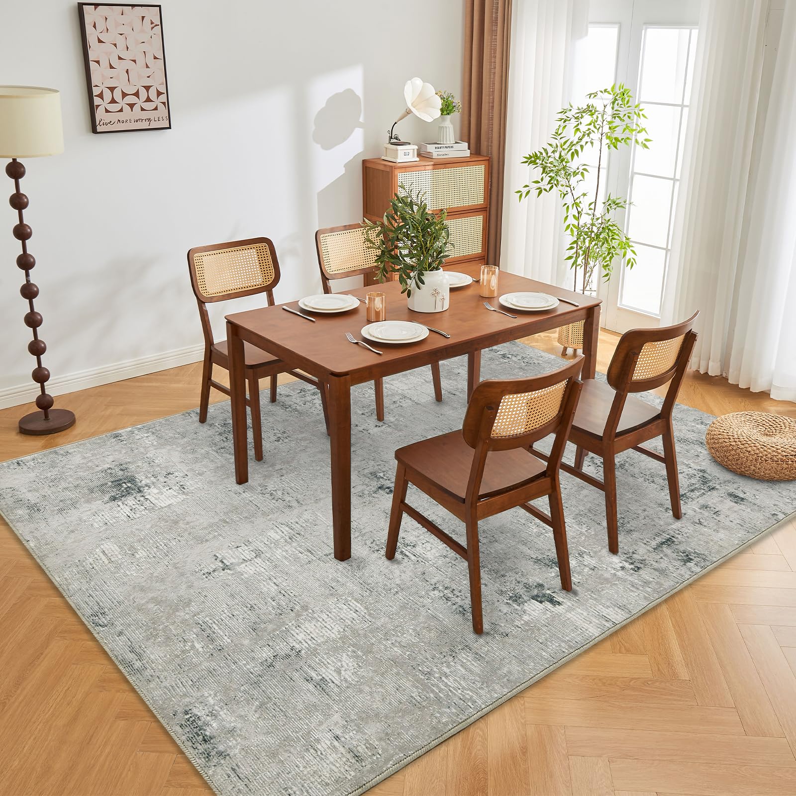 alfombrar de salón 160 x 230 cm, abstracta gris pelo corto, antideslizante lavable, grande para dormitorio, comedor decoración